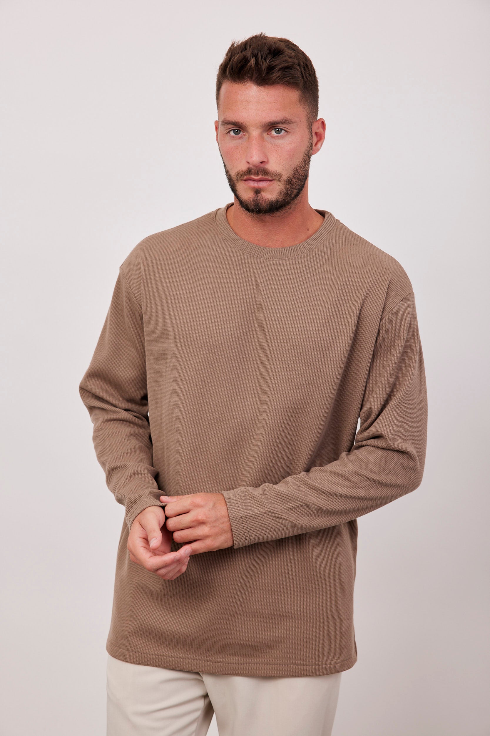 סריג ארוך מבד וופל