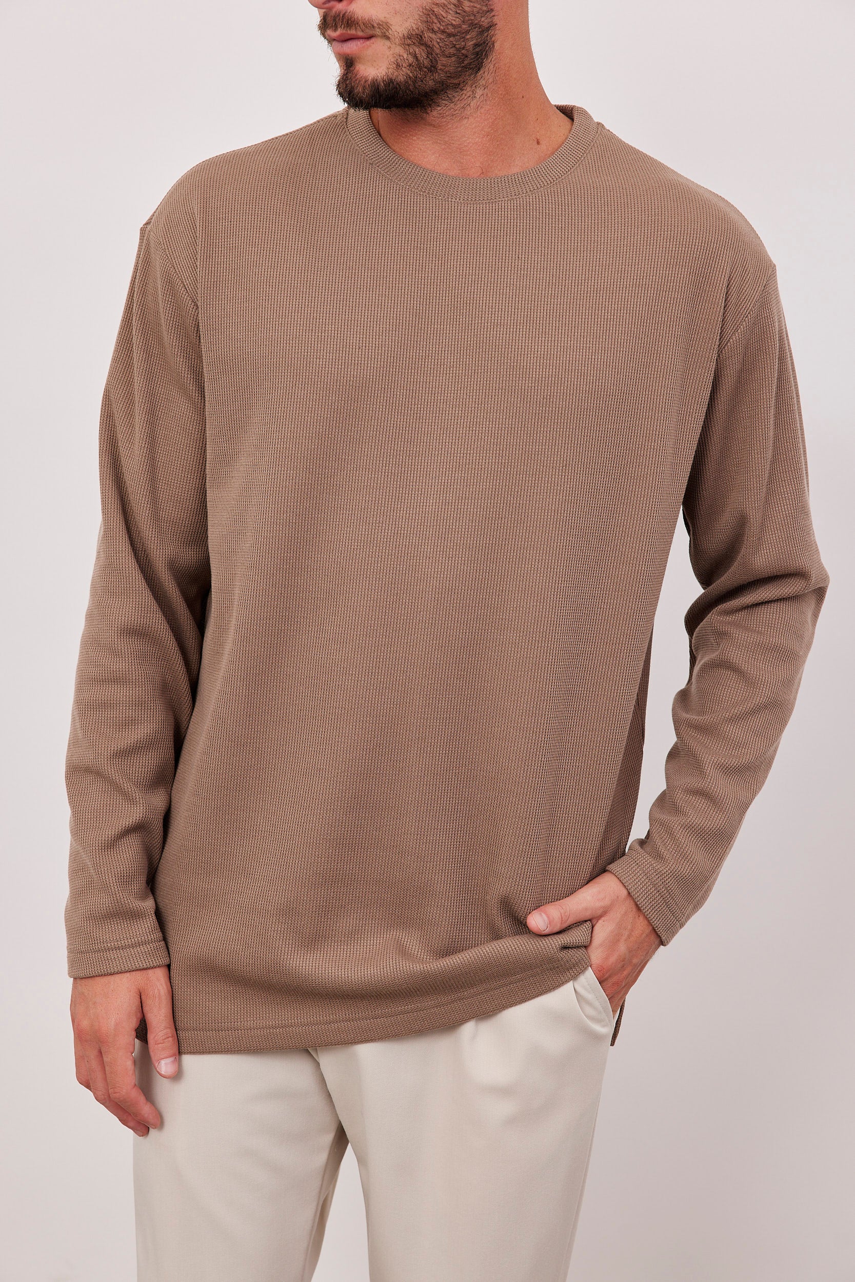 סריג ארוך מבד וופל