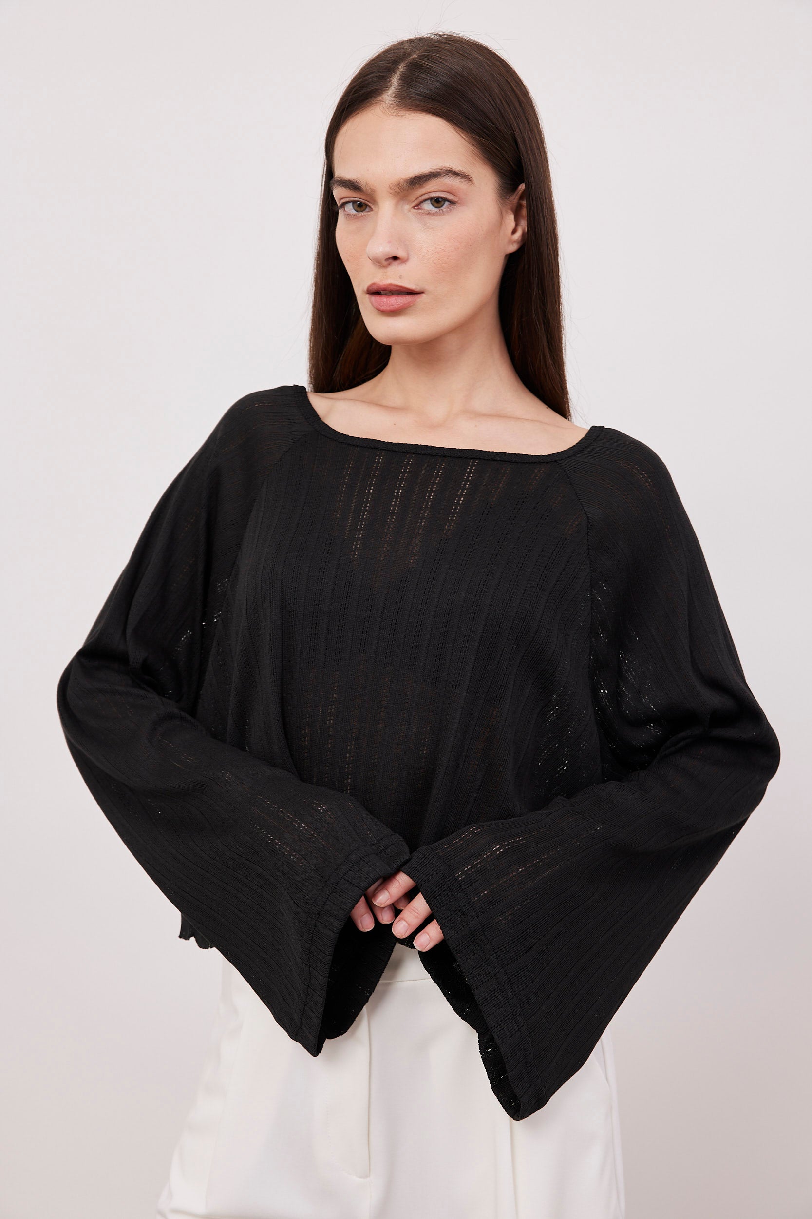 חולצה שקפקפה טקסטורת פסים