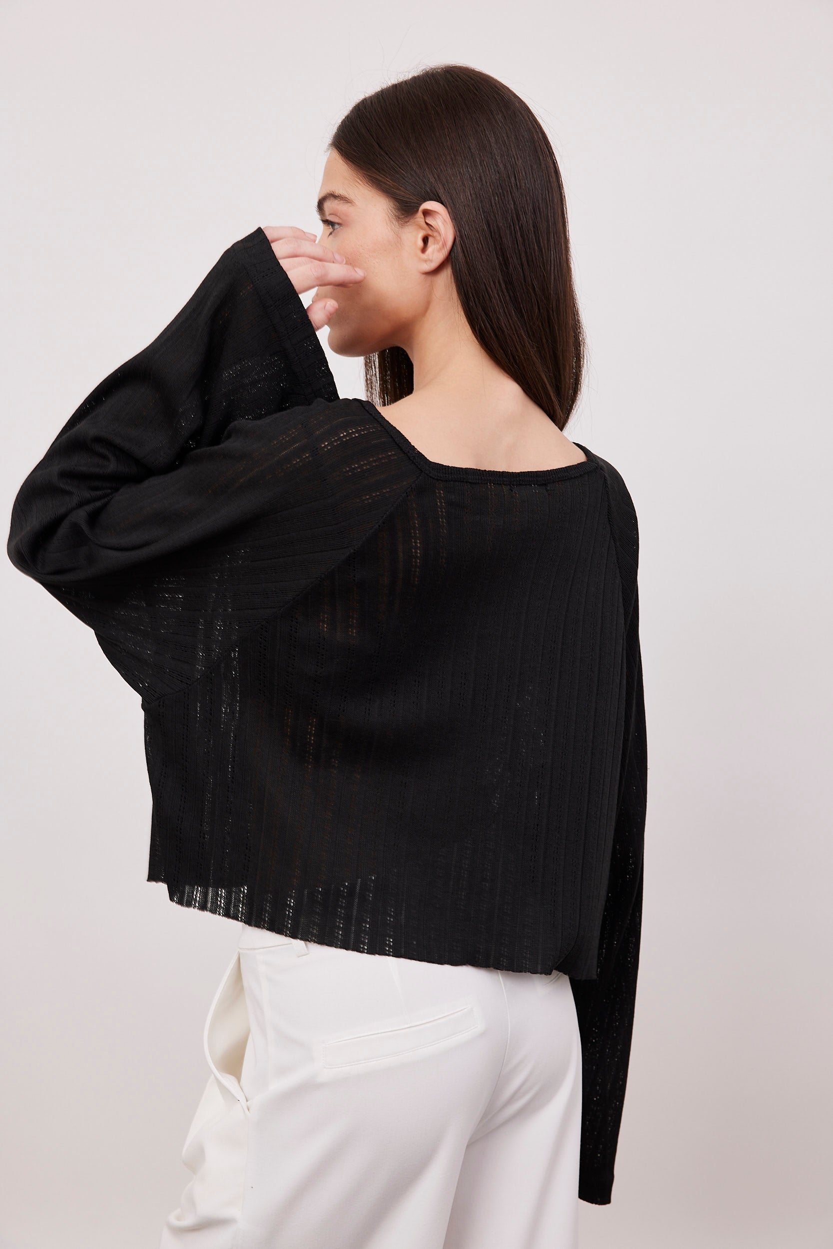 חולצה שקפקפה טקסטורת פסים