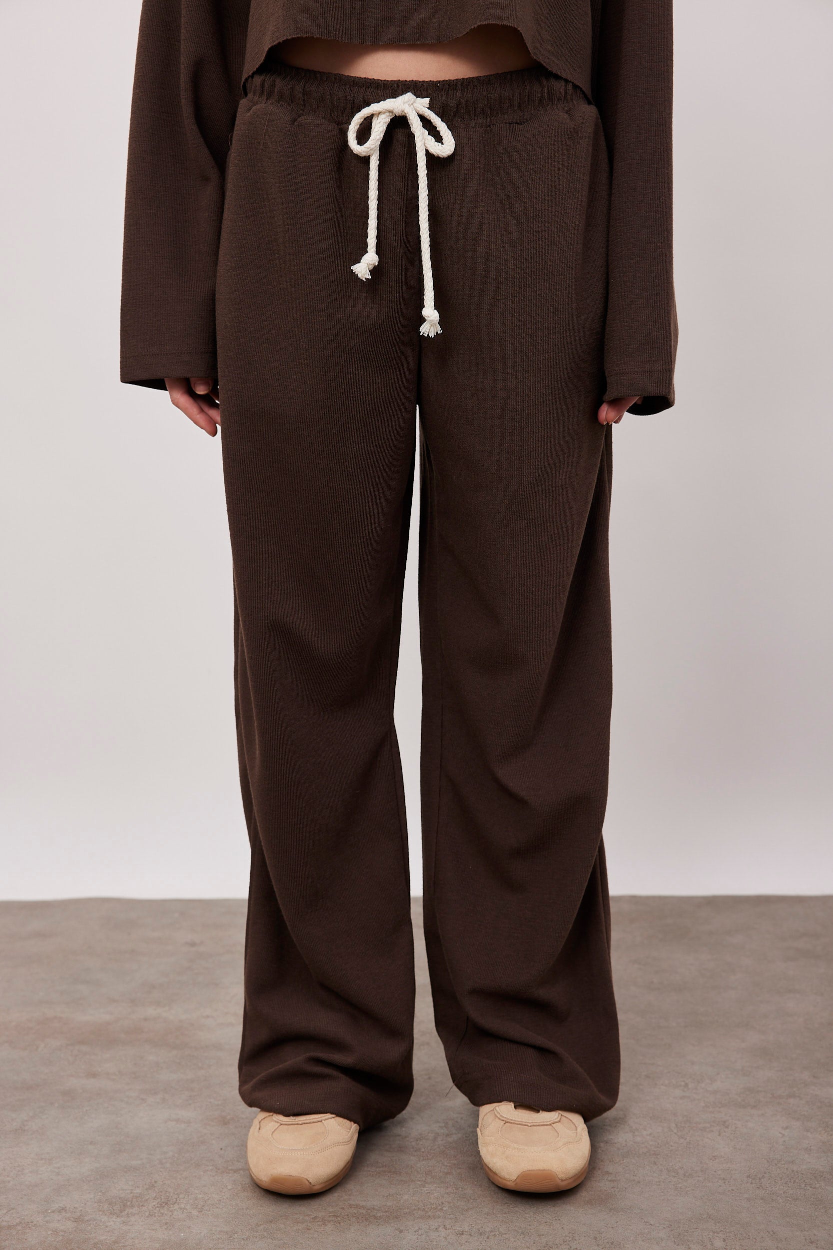 מכנסי סריג ארוכים עם שרוך