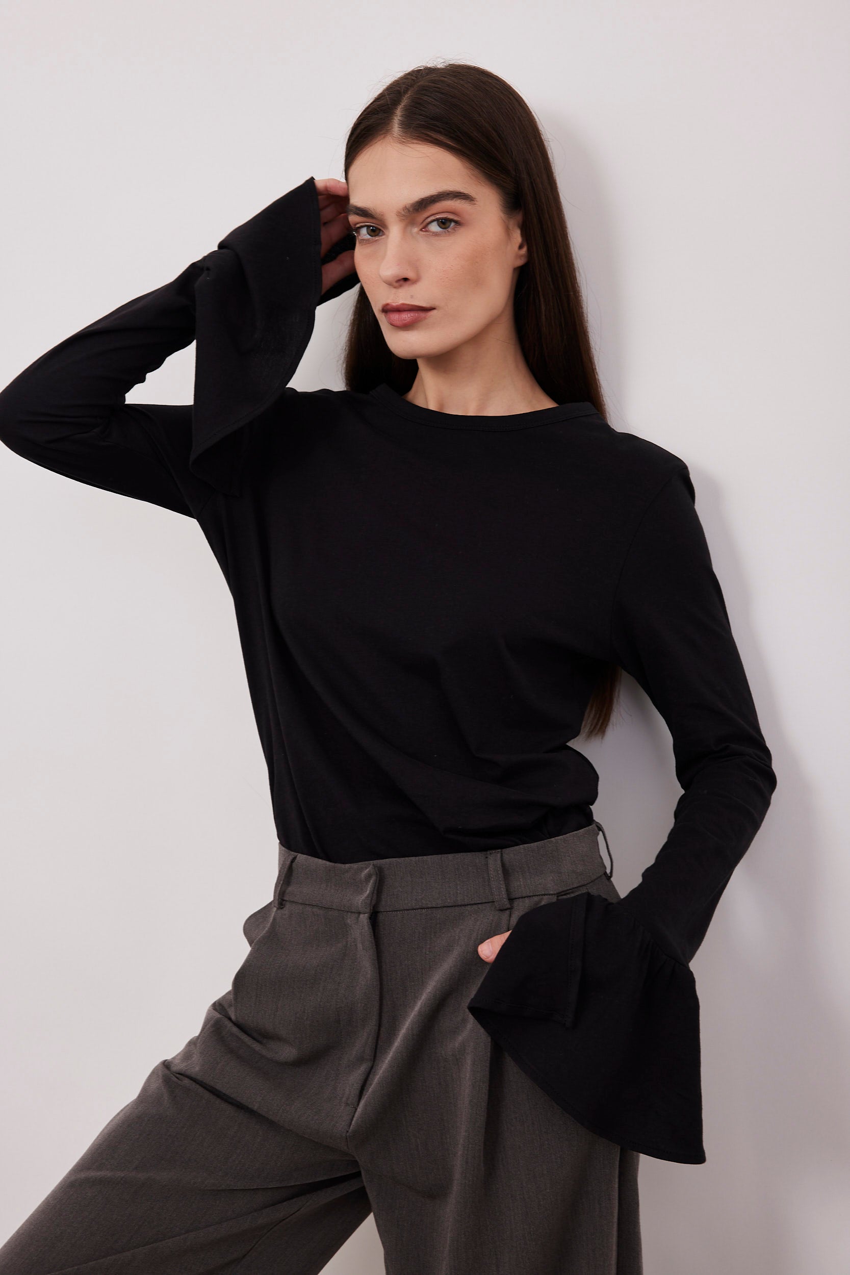 חולצה ארוכה עם שרוולי וולן