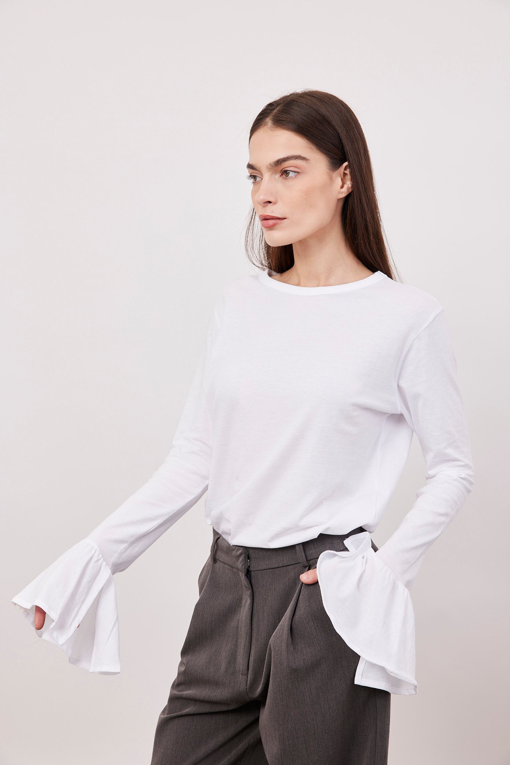 חולצה ארוכה עם שרוולי וולן