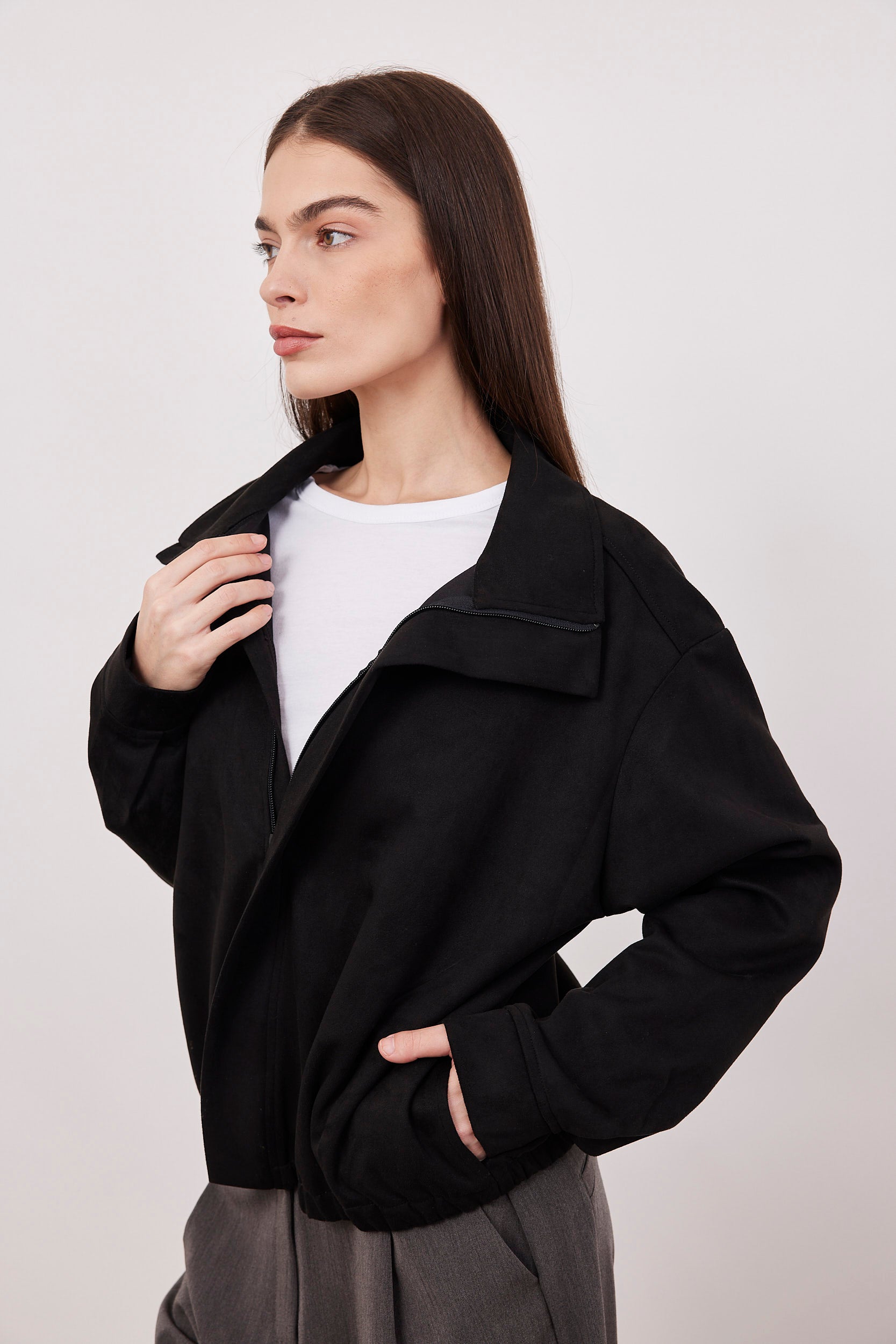 גקט מבד זמש עם רוכסן