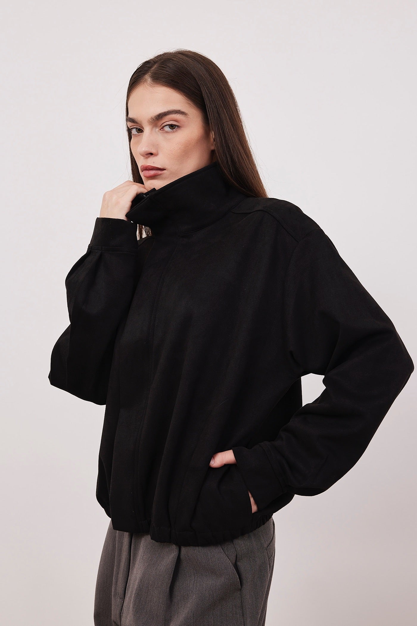 גקט מבד זמש עם רוכסן