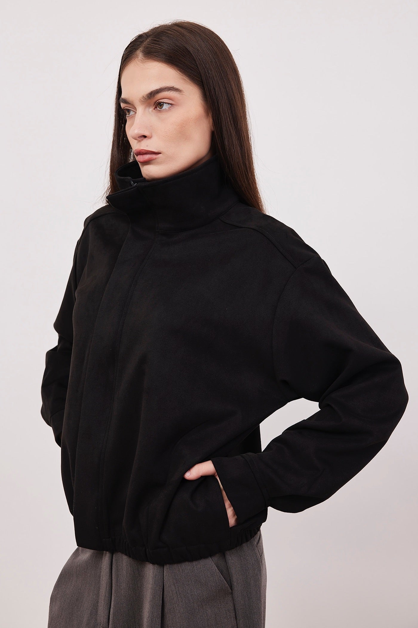 גקט מבד זמש עם רוכסן