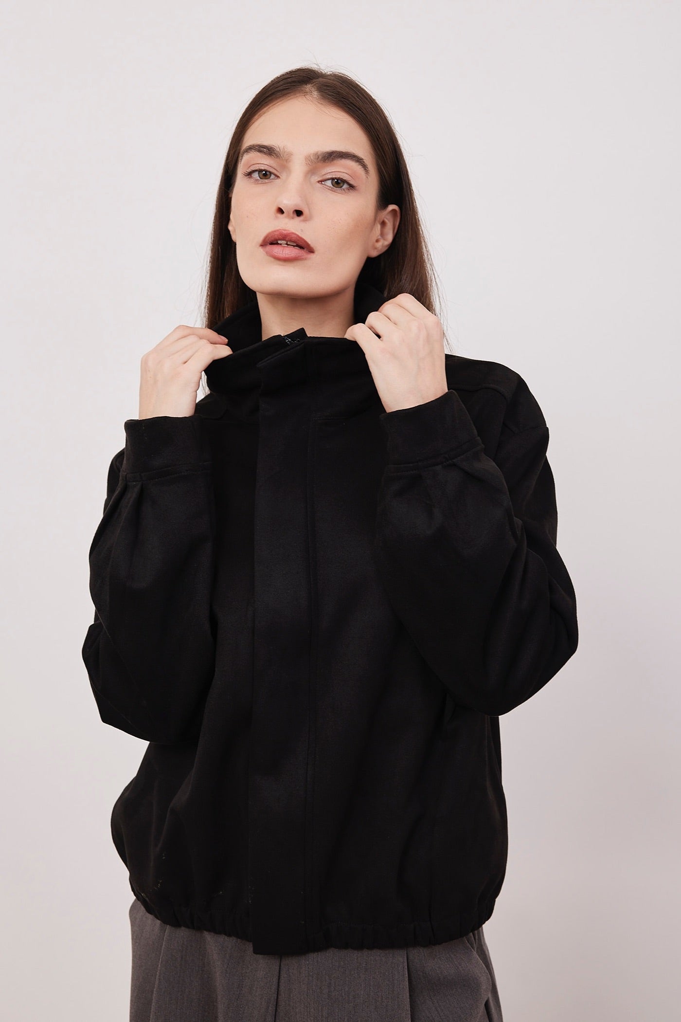 גקט מבד זמש עם רוכסן