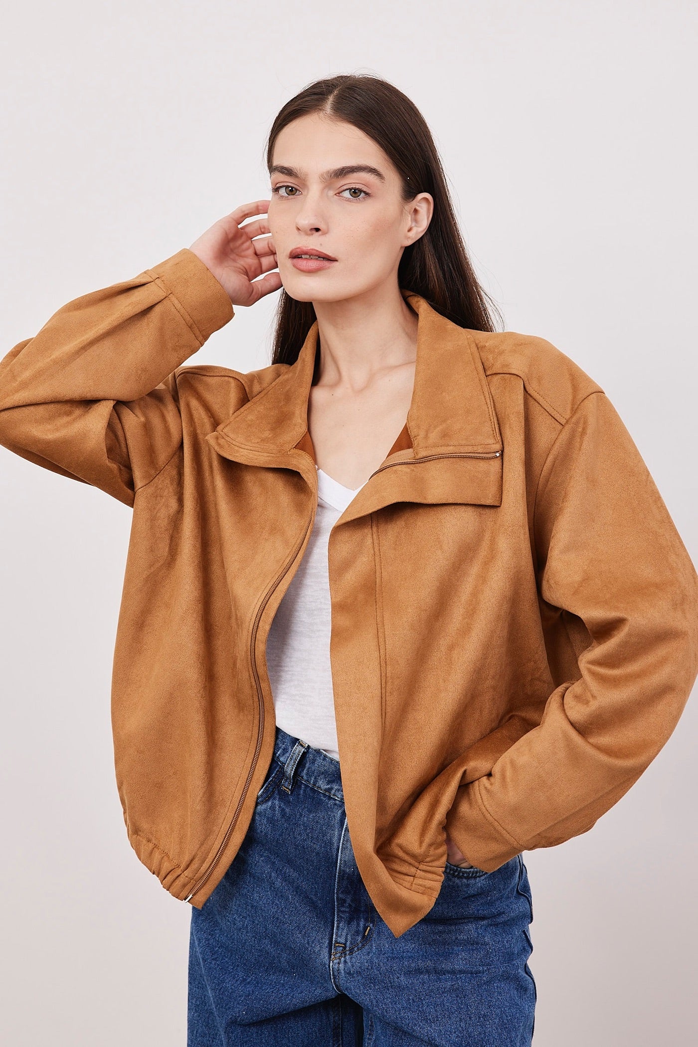 גקט מבד זמש עם רוכסן