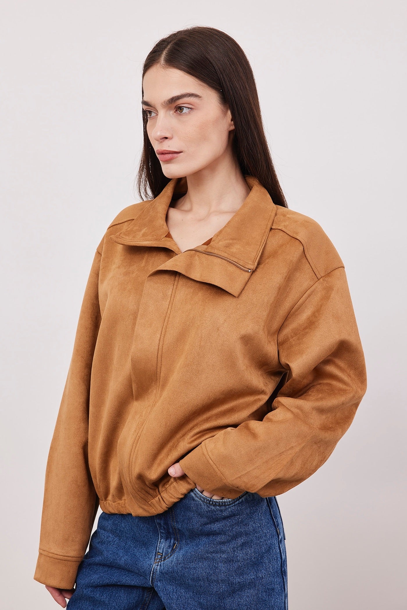 גקט מבד זמש עם רוכסן