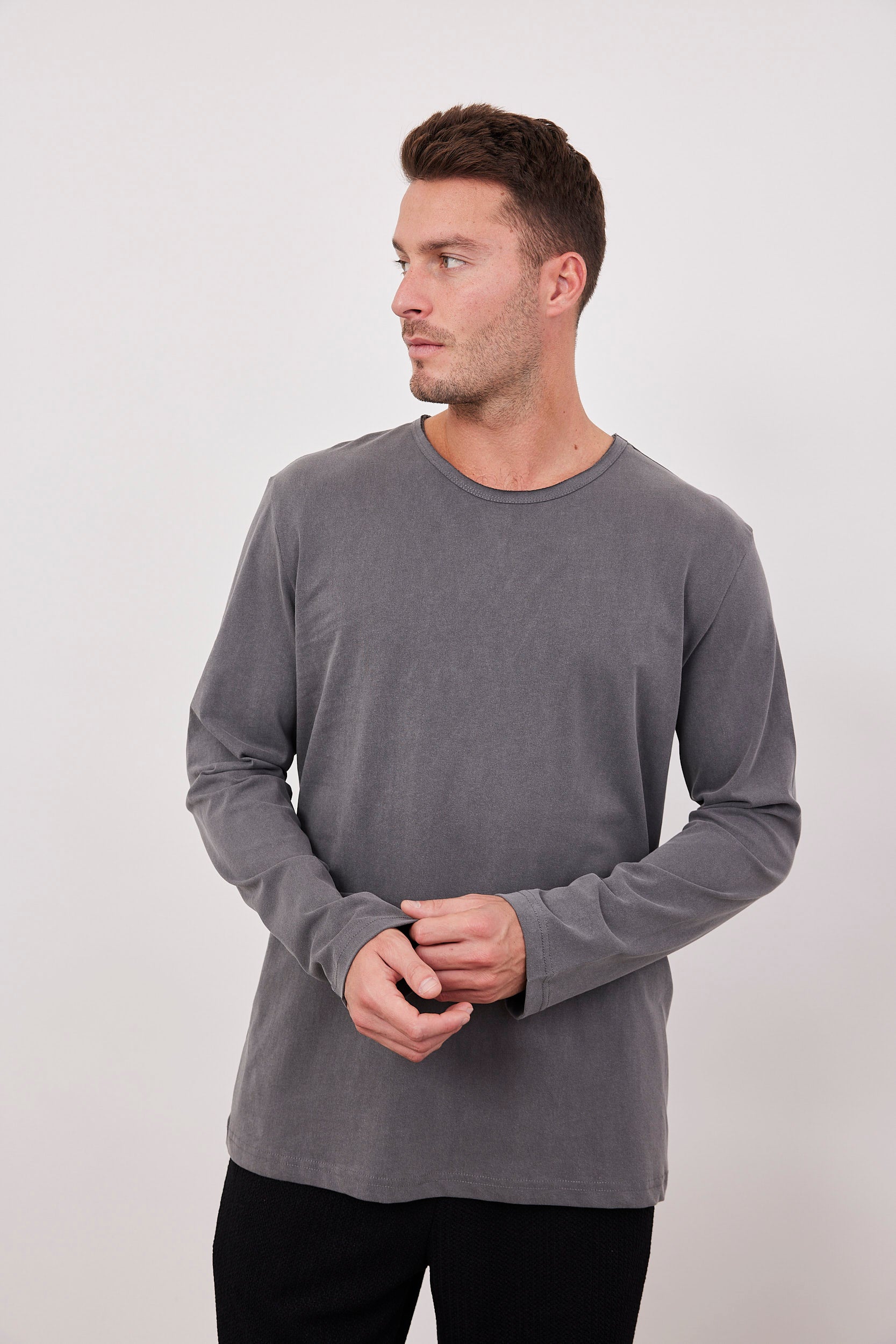 חולצת כותנה ארוכה ווש