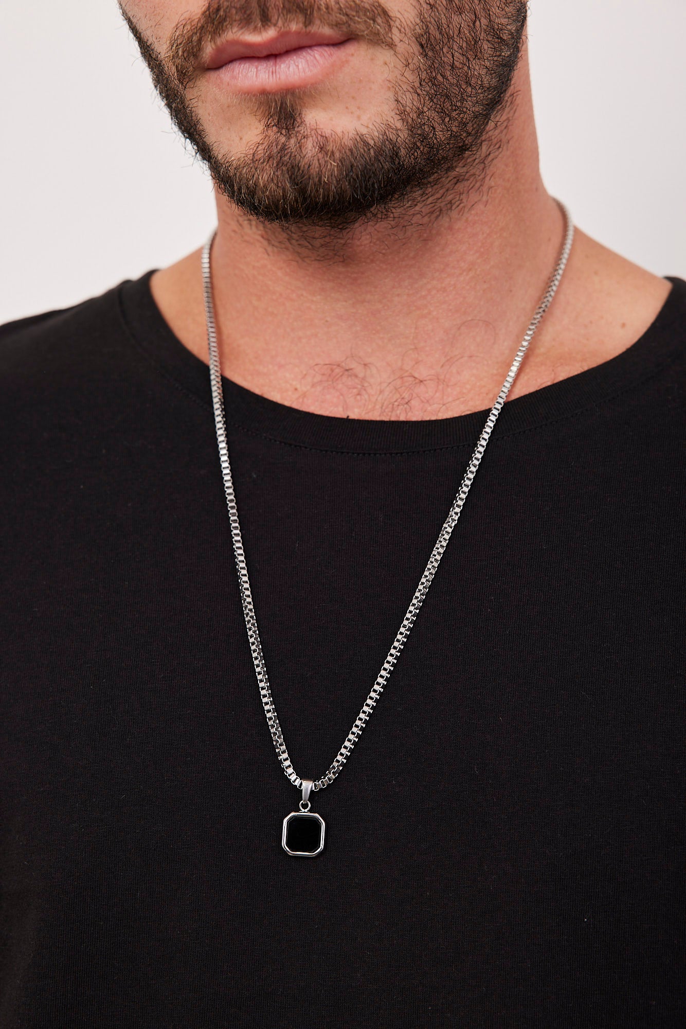 שרשרת בוקס בשילוב אבן שחורה - ITAY BRANDS