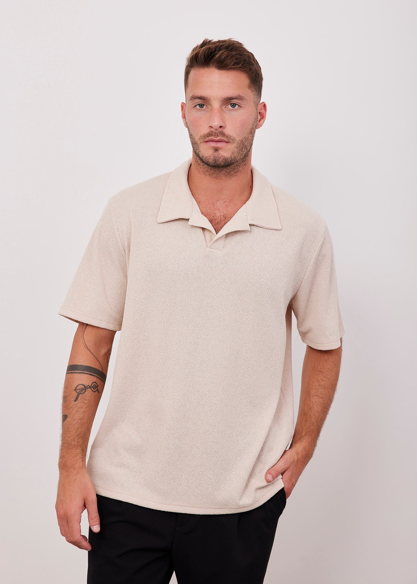טי-שרט צווארון פולו מבד מגבת - ITAY BRANDS