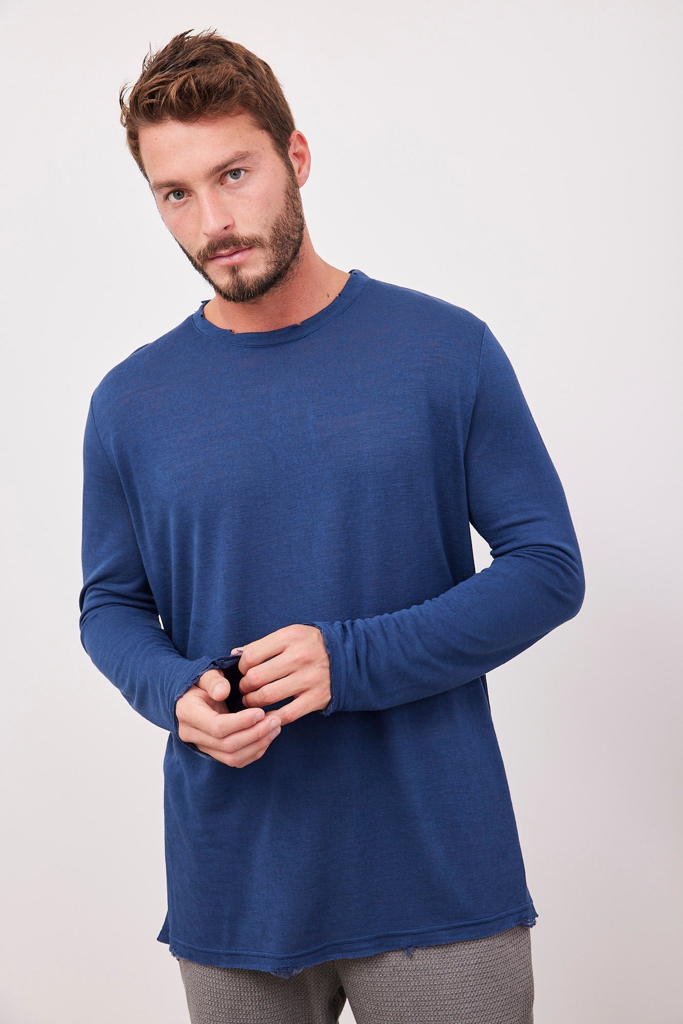 חולצת קרעים ארוכה במראה פשתן - ITAY BRANDS