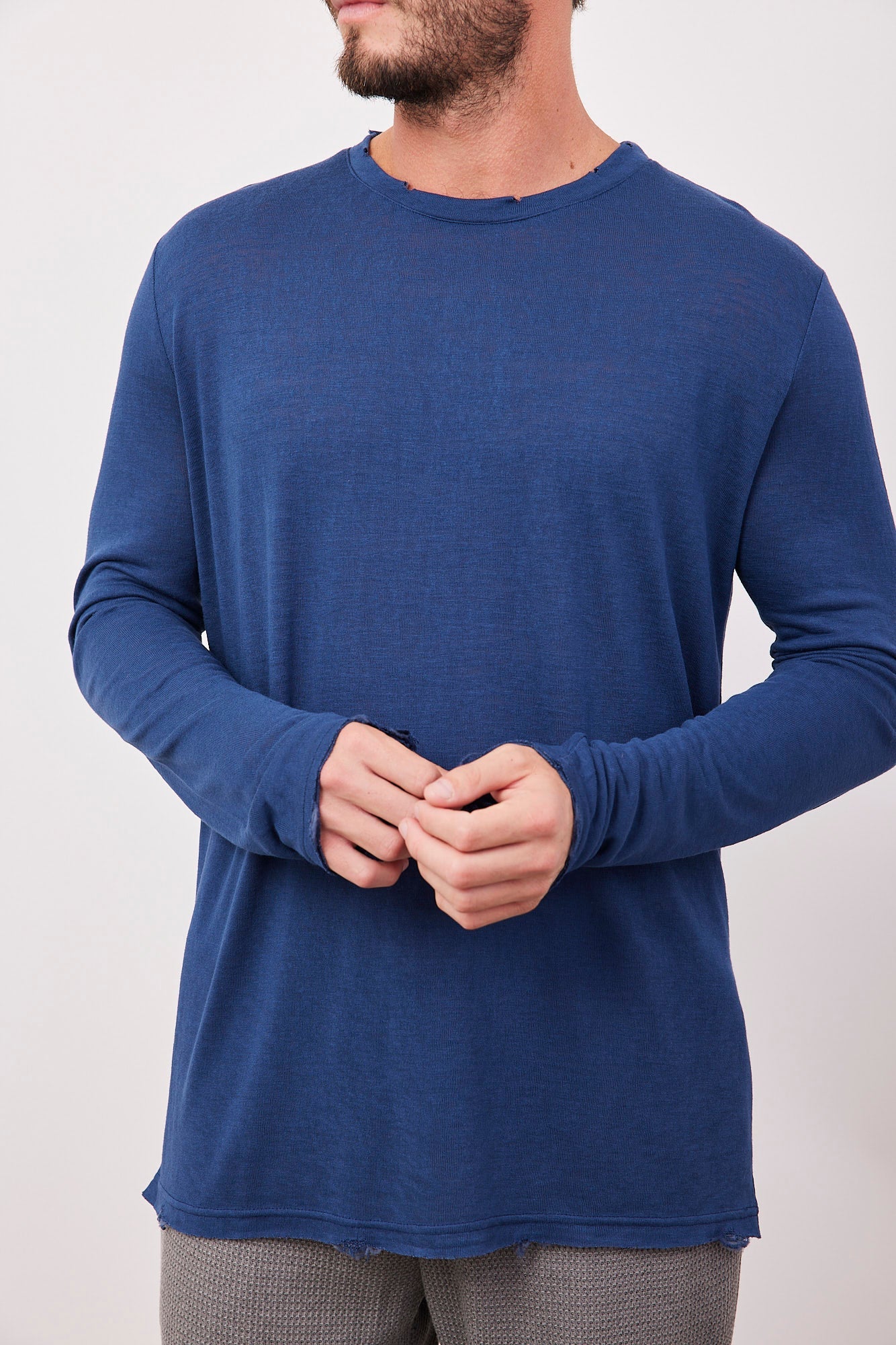 חולצת קרעים ארוכה במראה פשתן - ITAY BRANDS