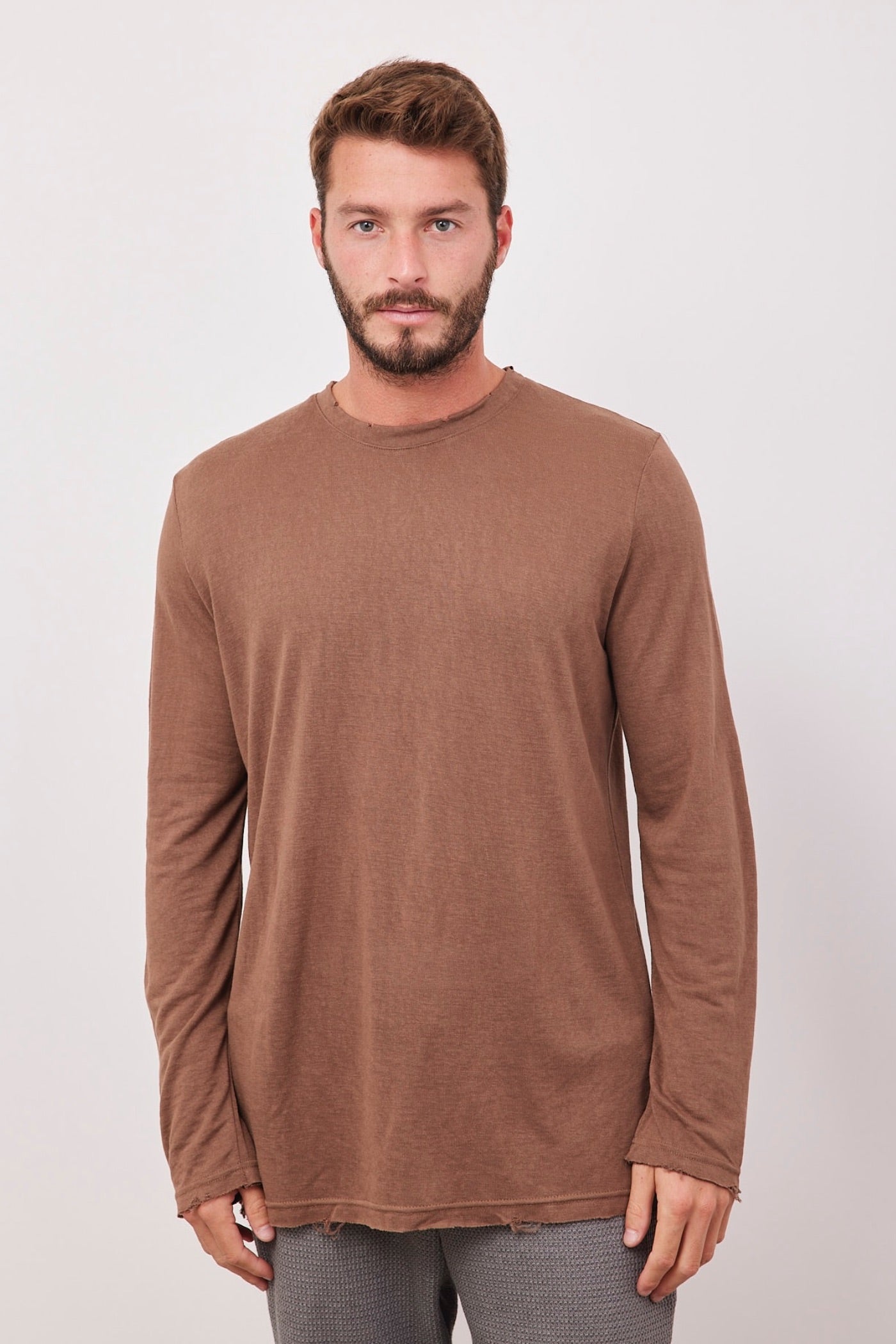 חולצת קרעים ארוכה במראה פשתן - ITAY BRANDS