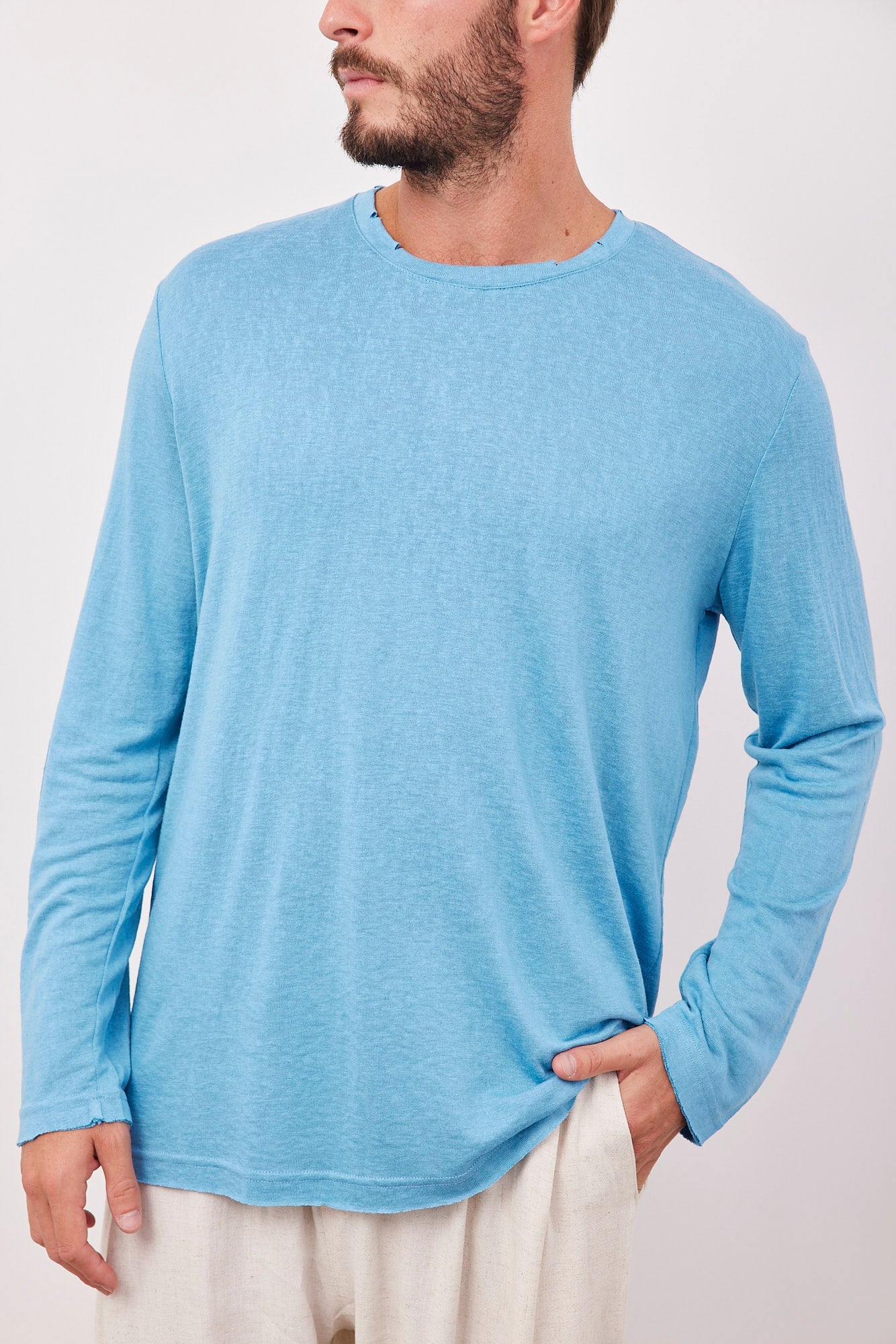 חולצת קרעים ארוכה במראה פשתן - ITAY BRANDS