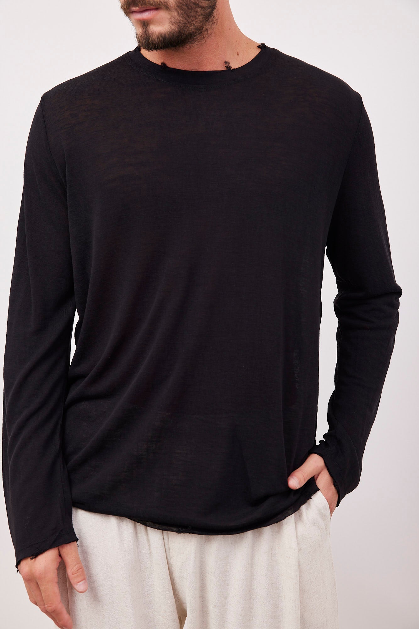 חולצת קרעים ארוכה במראה פשתן - ITAY BRANDS