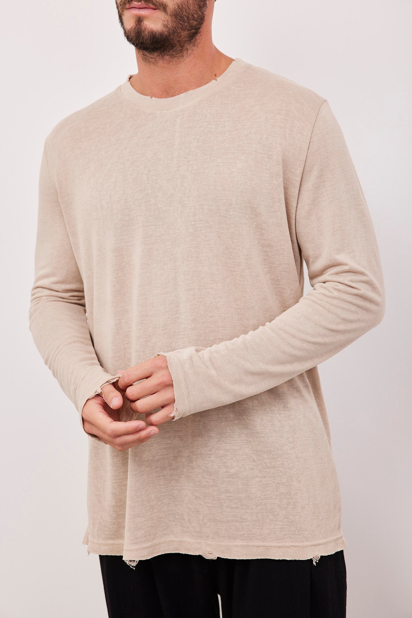 חולצת קרעים ארוכה במראה פשתן - ITAY BRANDS