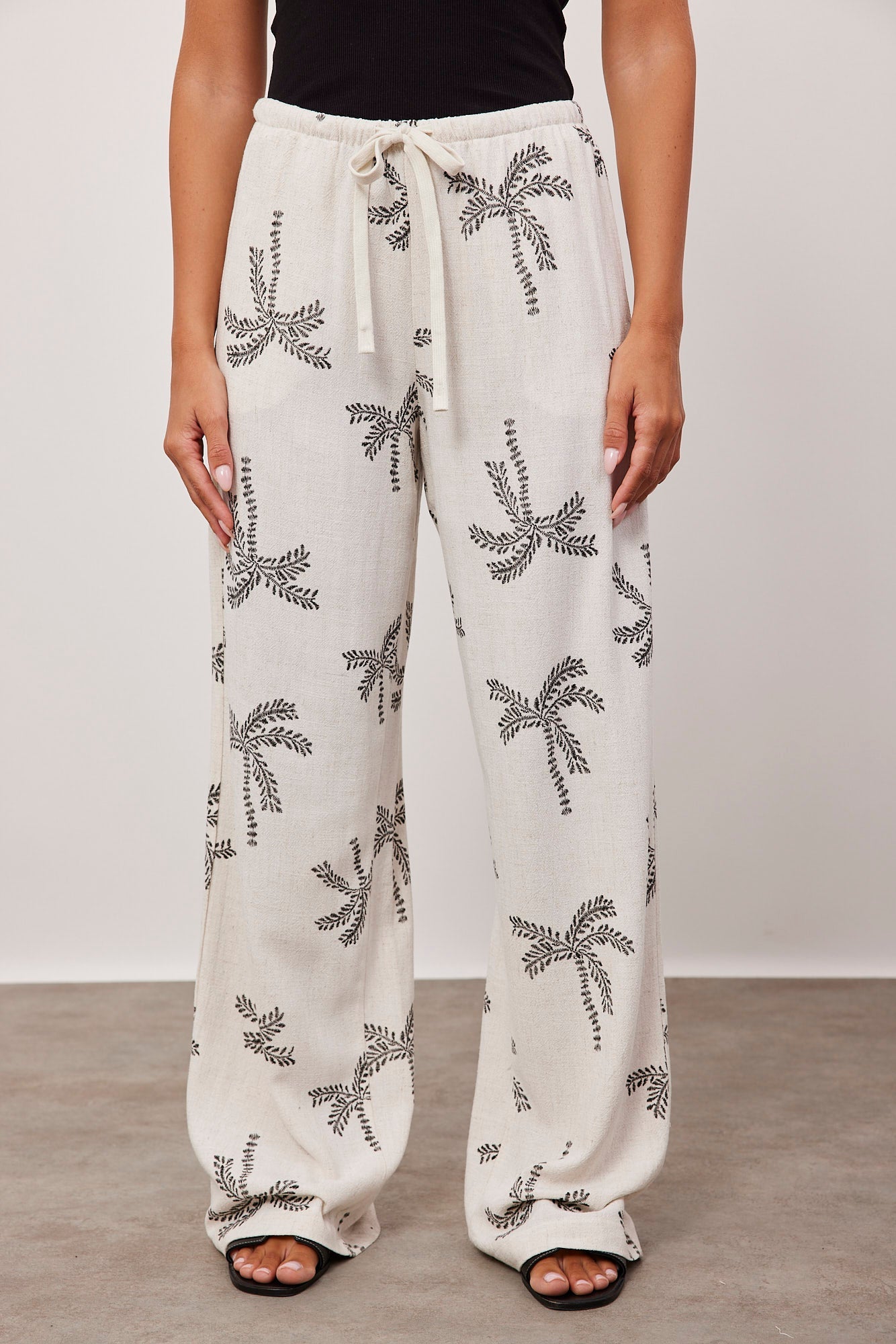 מכנסיים בשילוב פשתן עם הדפס - ITAY BRANDS