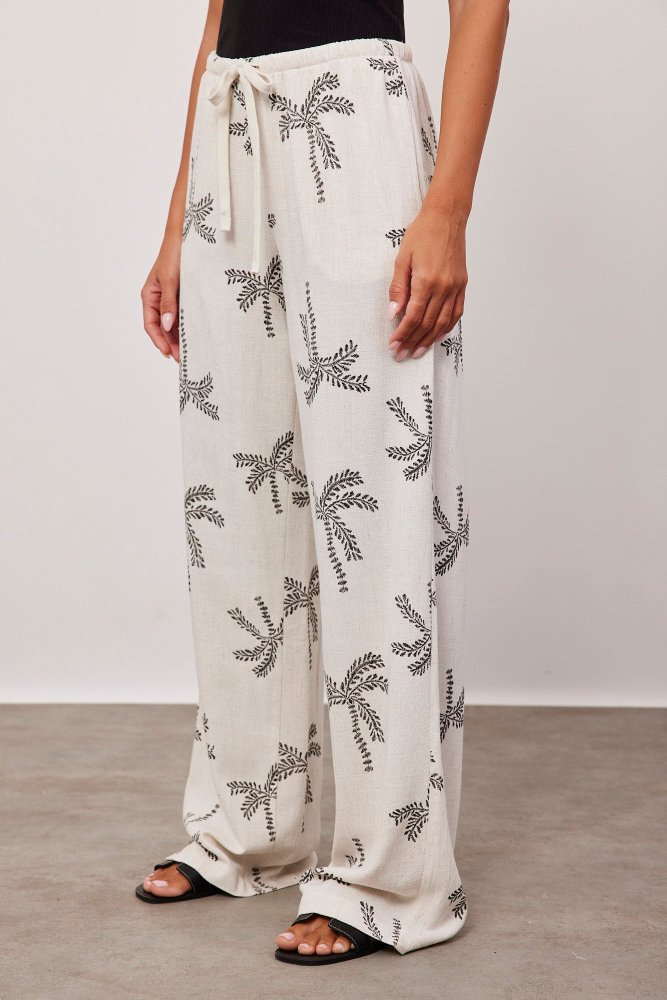 מכנסיים בשילוב פשתן עם הדפס - ITAY BRANDS