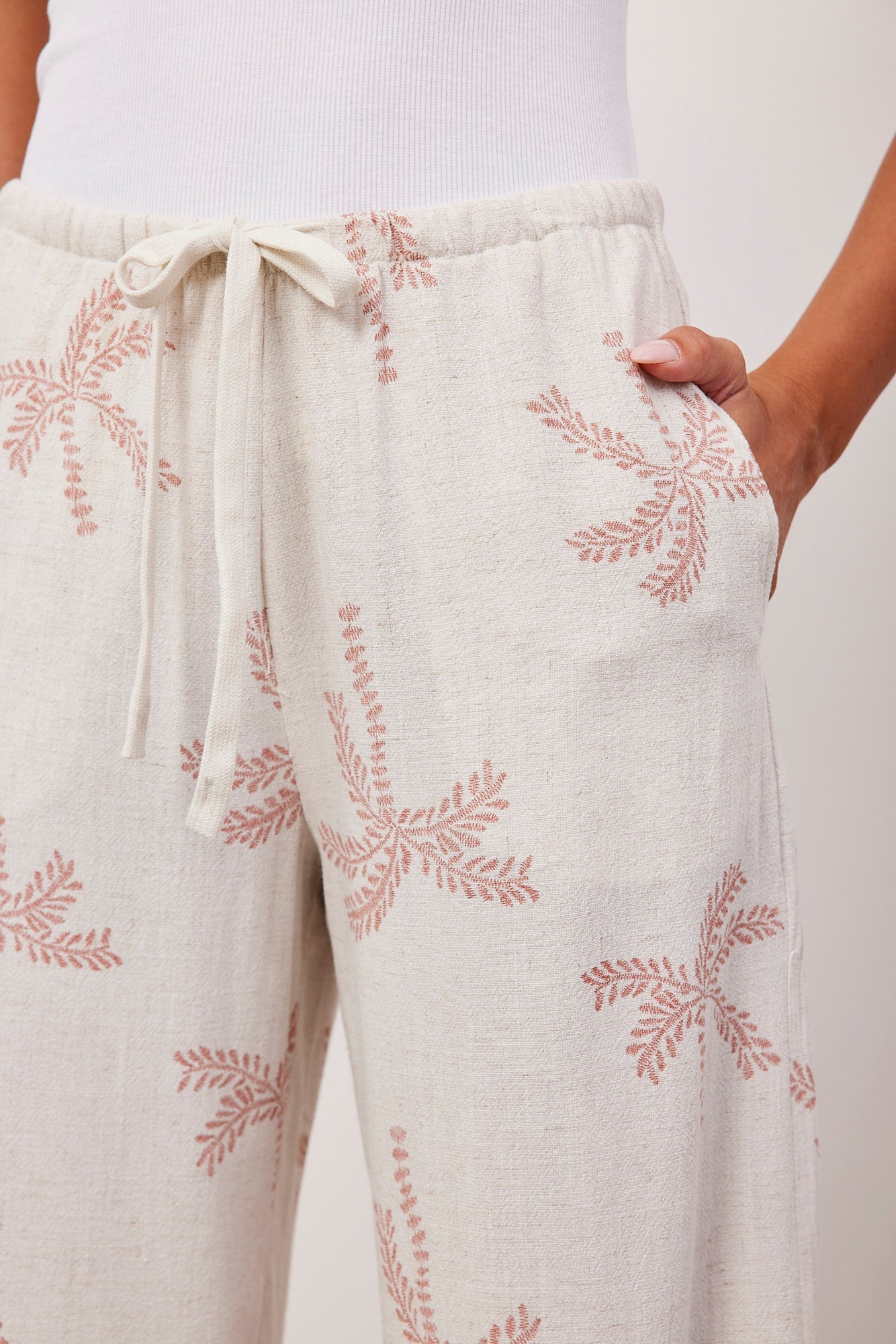 מכנסיים בשילוב פשתן עם הדפס - ITAY BRANDS