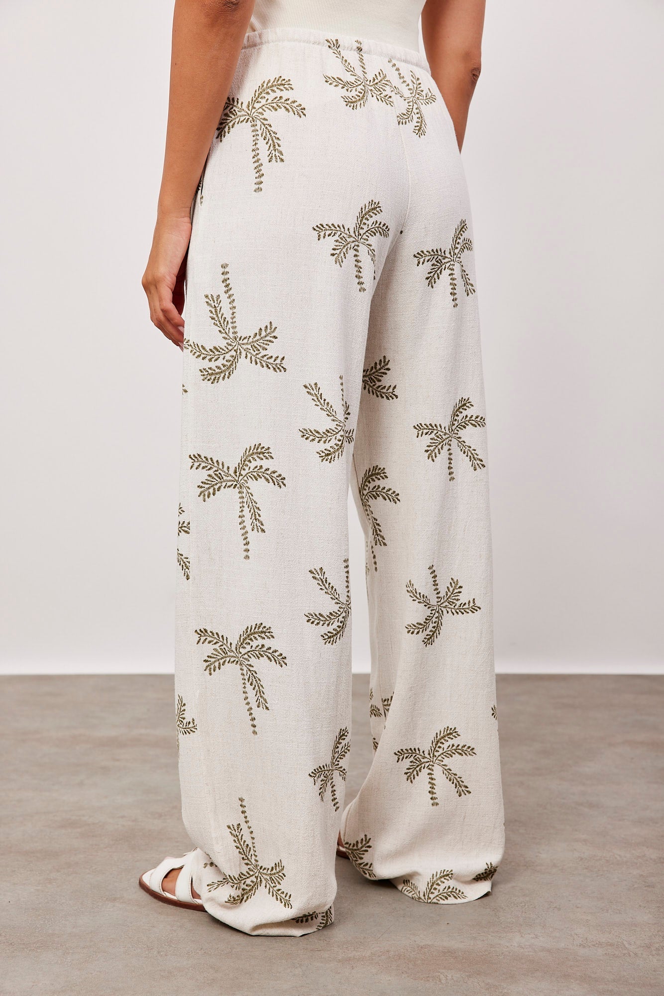 מכנסיים בשילוב פשתן עם הדפס - ITAY BRANDS