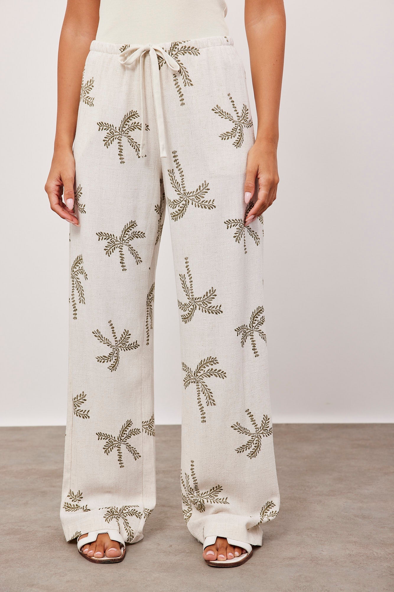 מכנסיים בשילוב פשתן עם הדפס - ITAY BRANDS