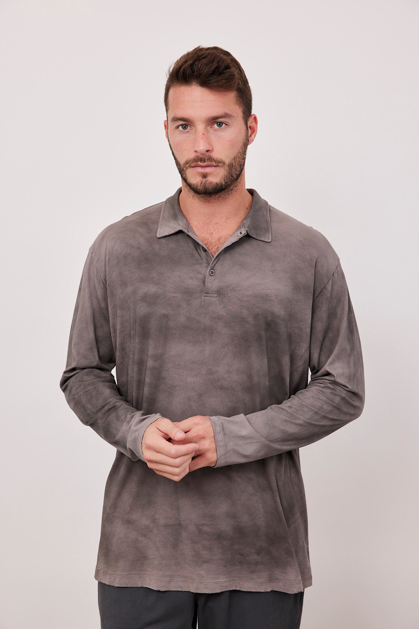 חולצת ווש ארוכה עם צווארון