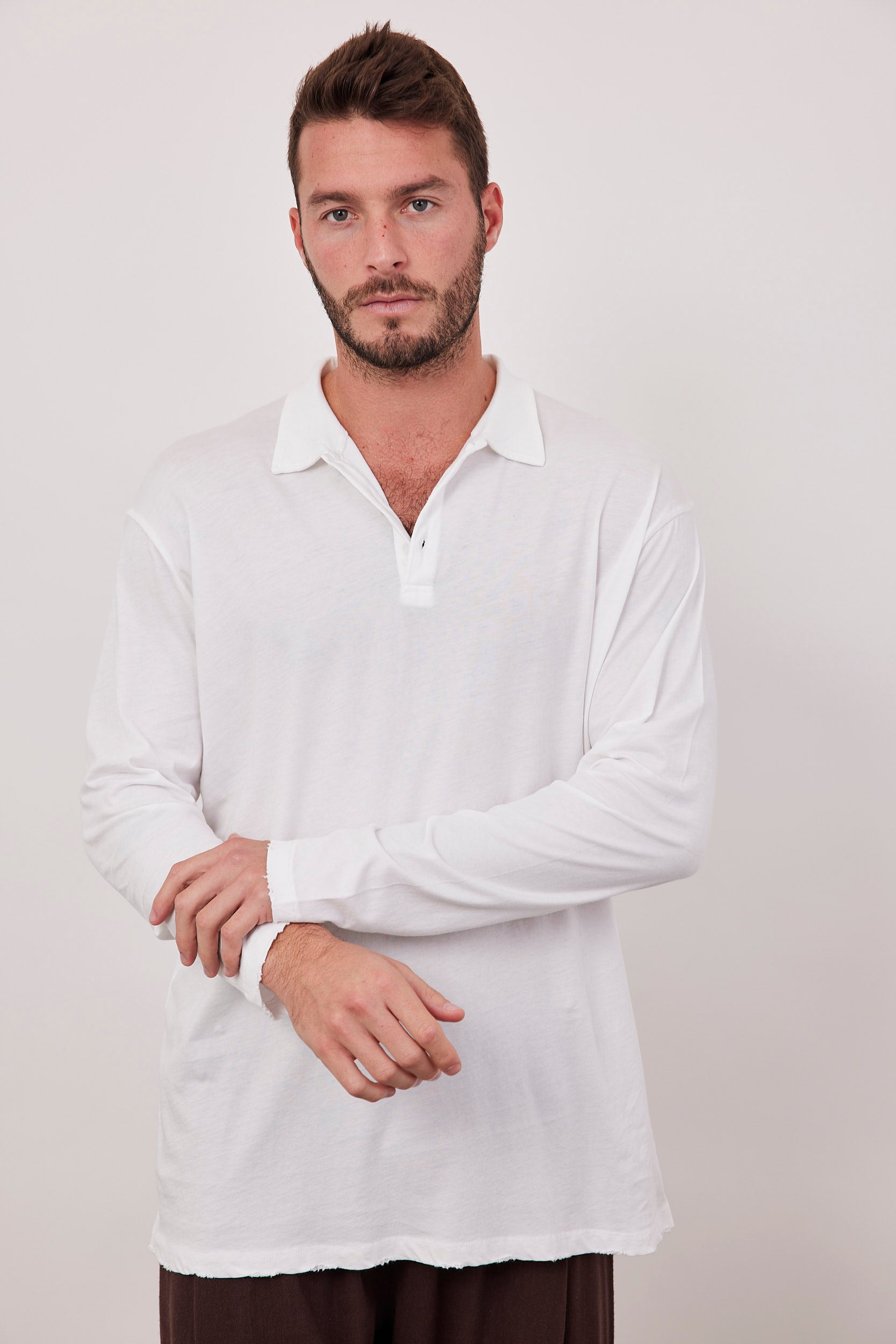 חולצת ווש ארוכה עם צווארון