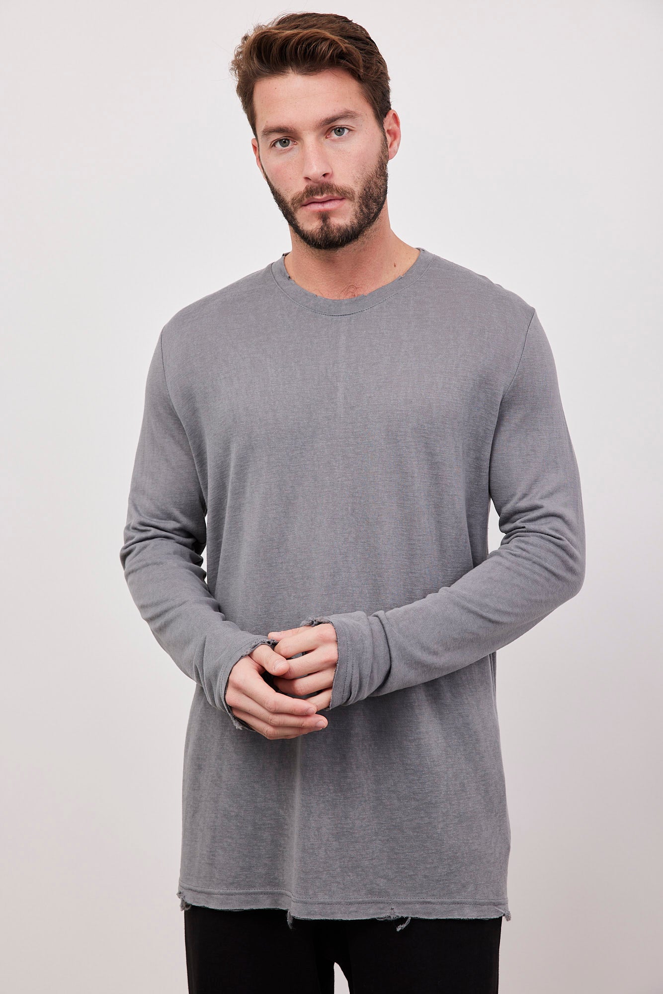 חולצת קרעים ארוכה במראה פשתן - ITAY BRANDS