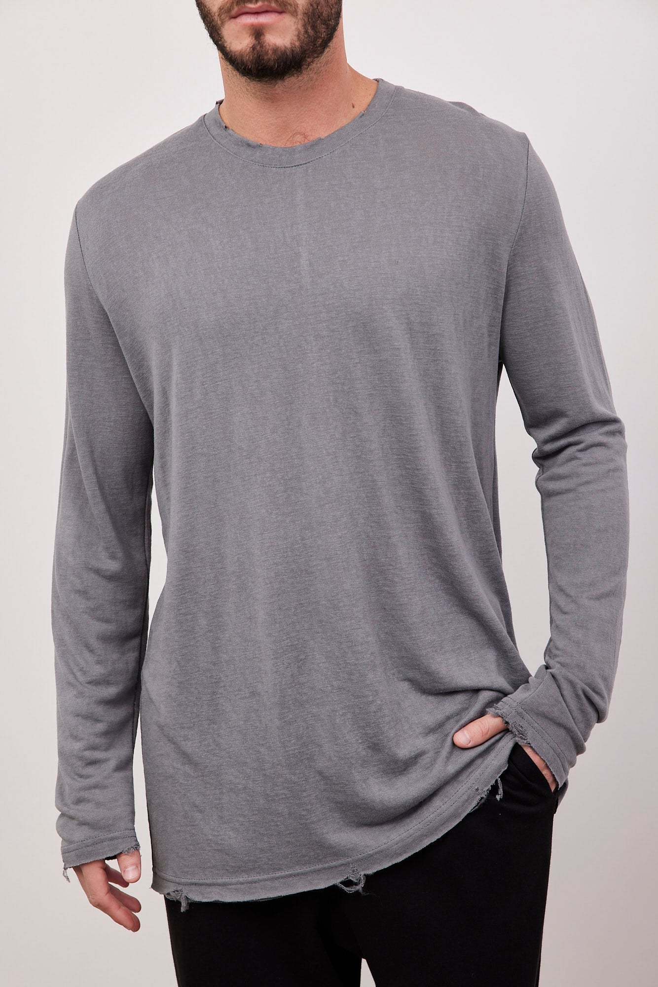 חולצת קרעים ארוכה במראה פשתן - ITAY BRANDS