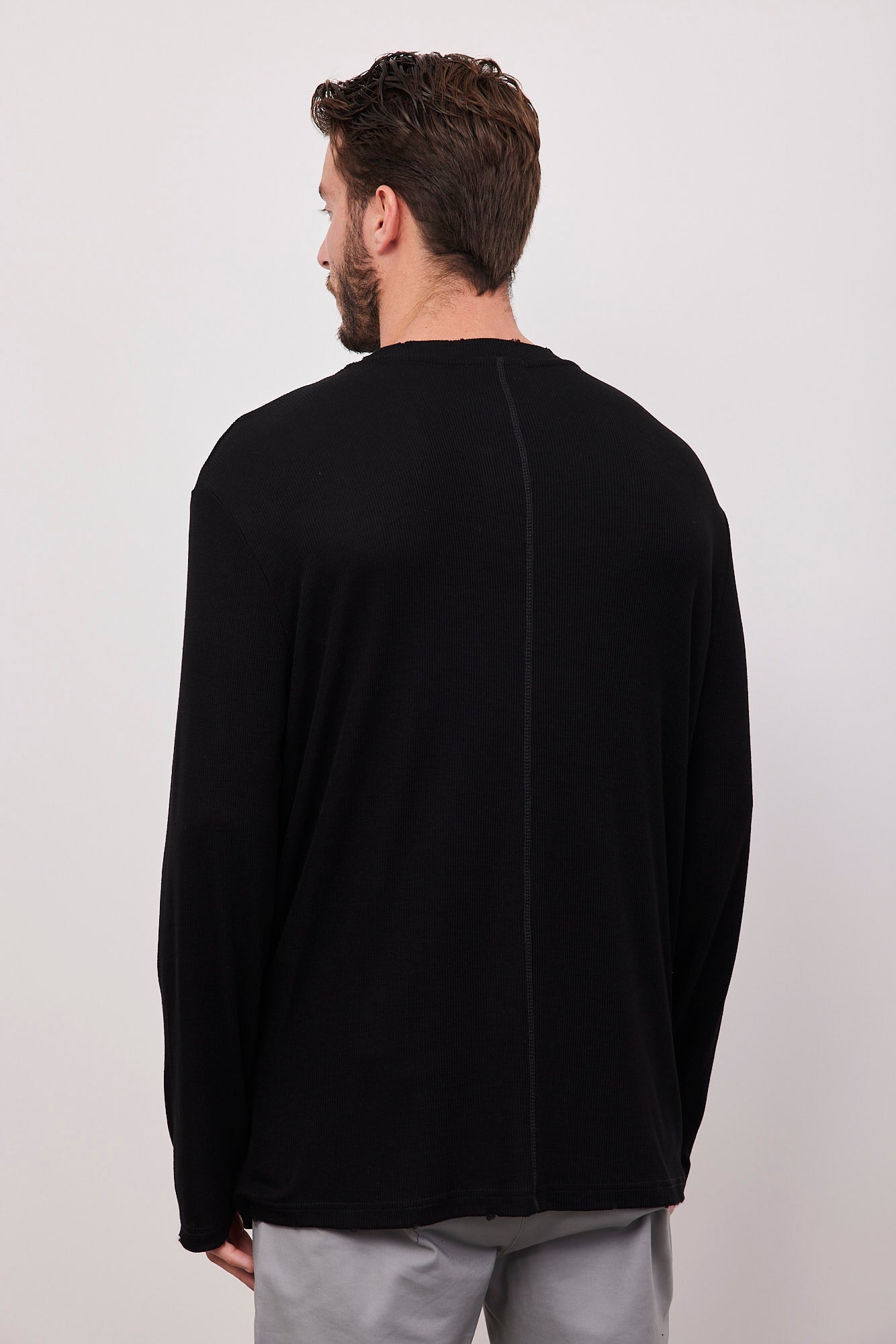 חולצה בטקסטורת פסים גימור קרעים - ITAY BRANDS