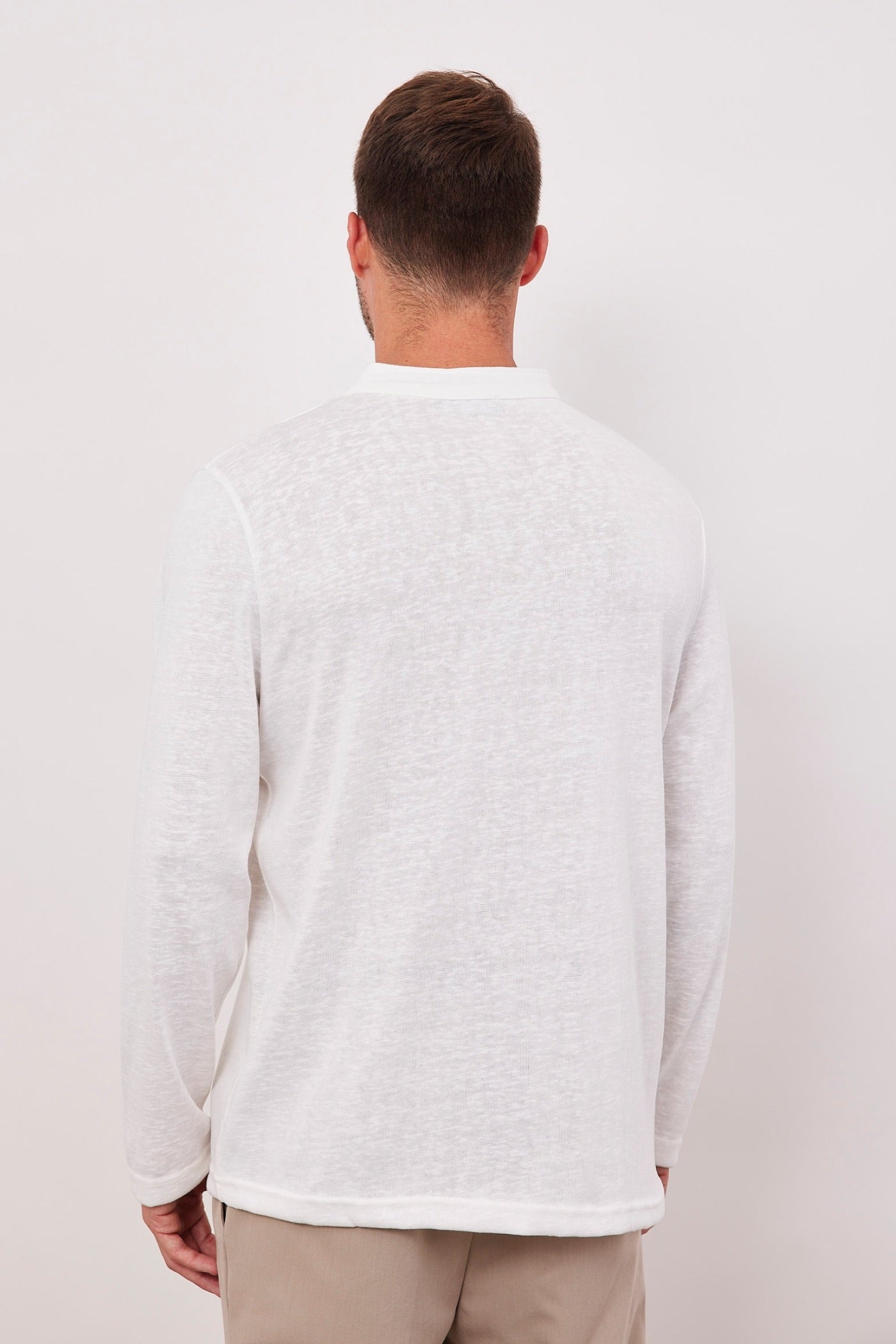 חולצה מכופתרת ארוכה מראה פשתן