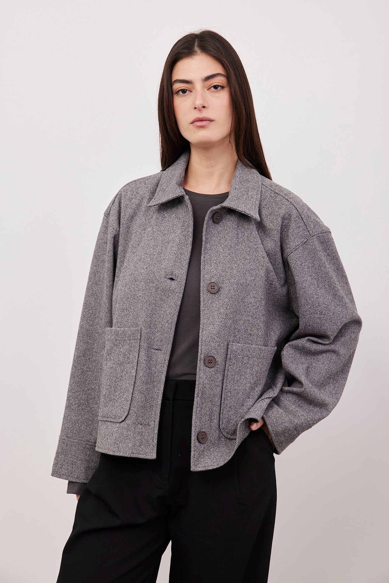 ג'קט בסגנון צמרירי עם כיסים קדמיים - ITAY BRANDS