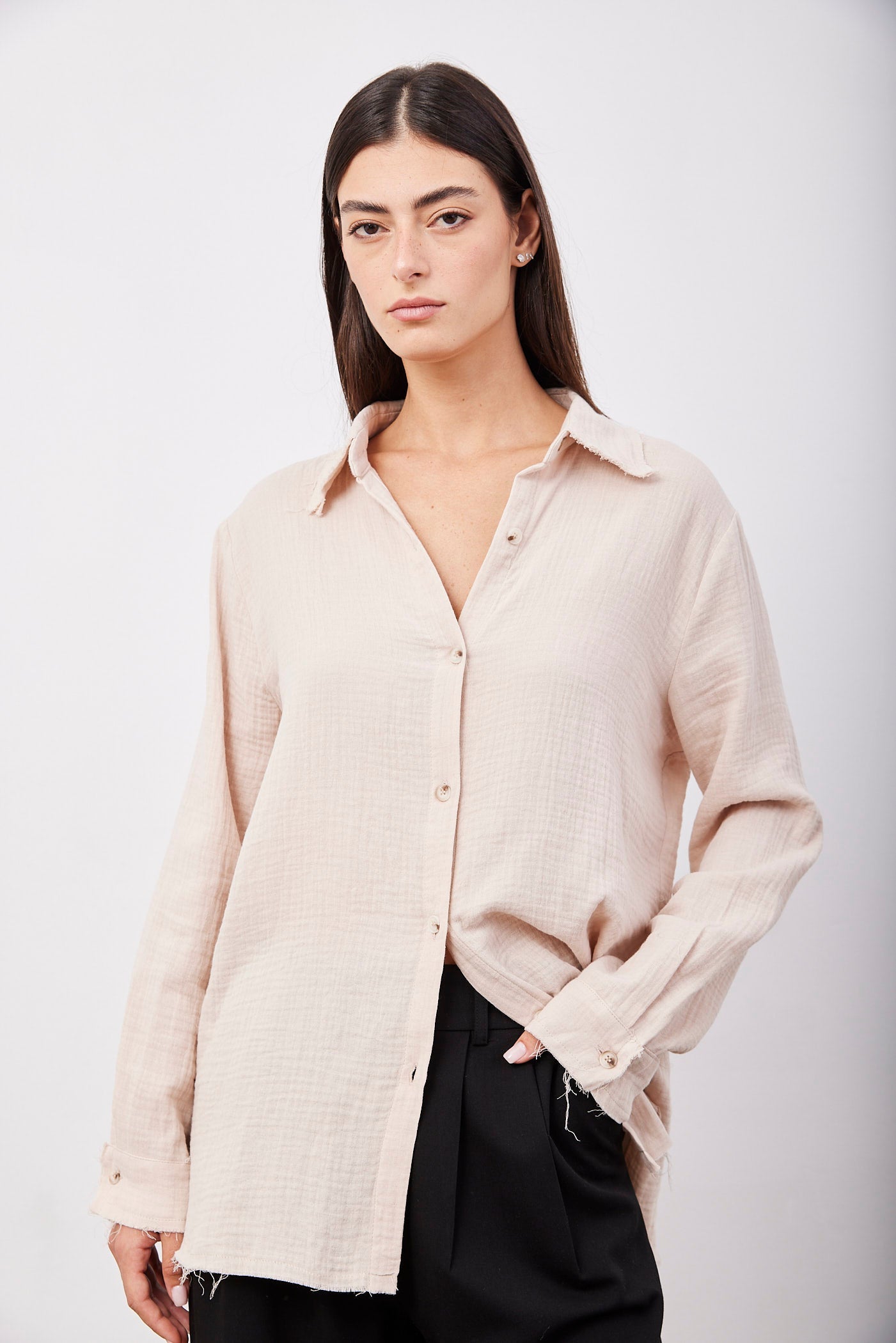 חולצת טטרה מכופתרת בסיומת פרומה - ITAY BRANDS