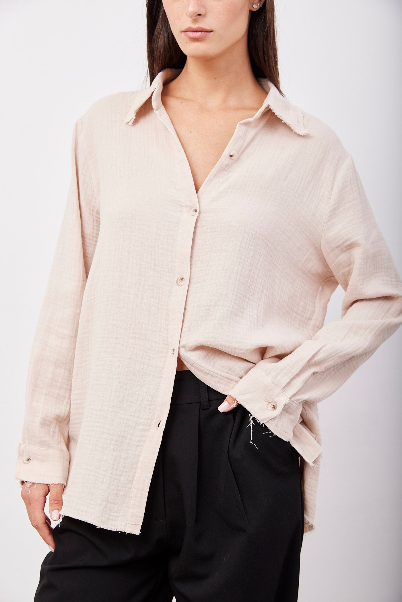 חולצת טטרה מכופתרת בסיומת פרומה - ITAY BRANDS