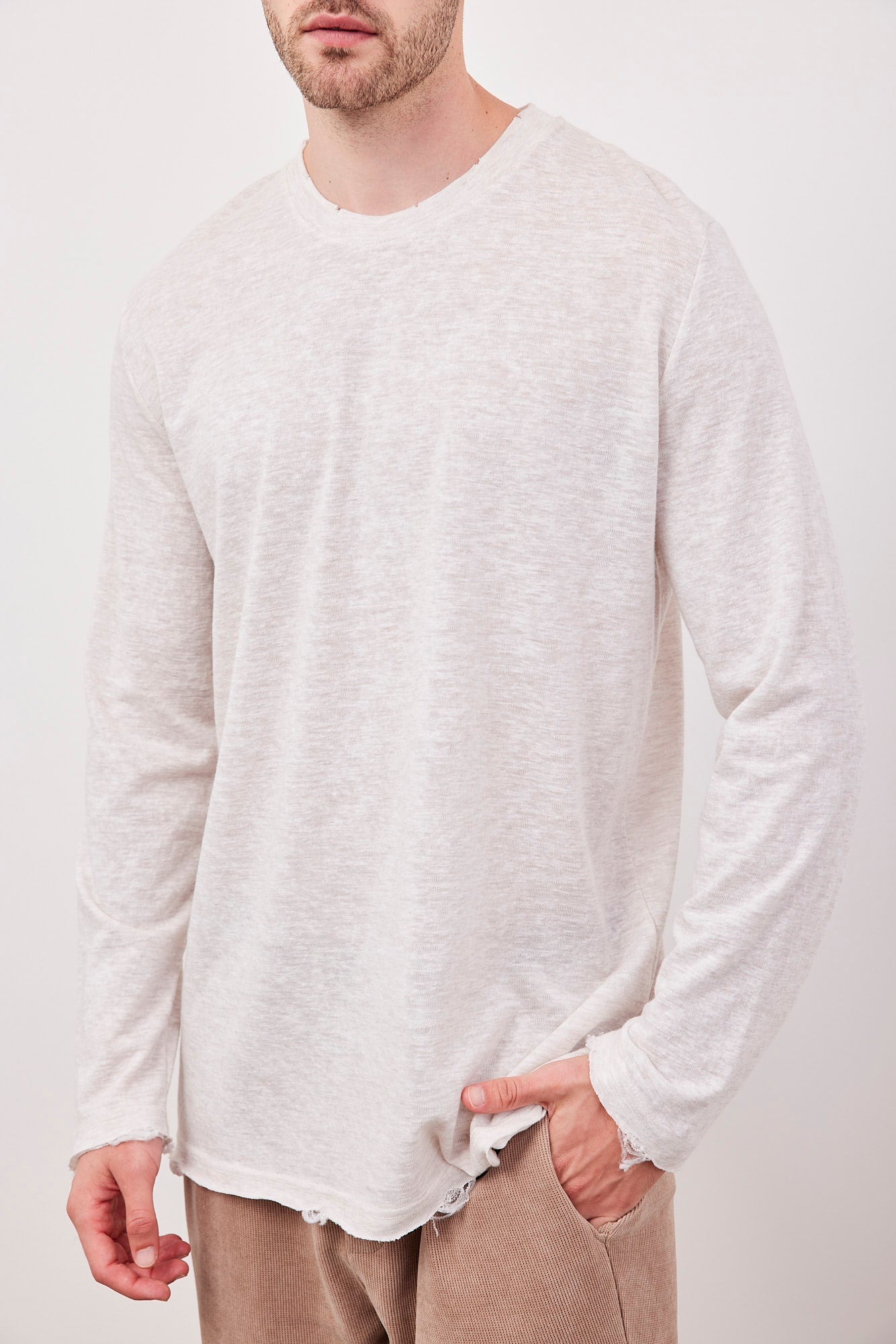 חולצת קרעים ארוכה במראה פשתן - ITAY BRANDS