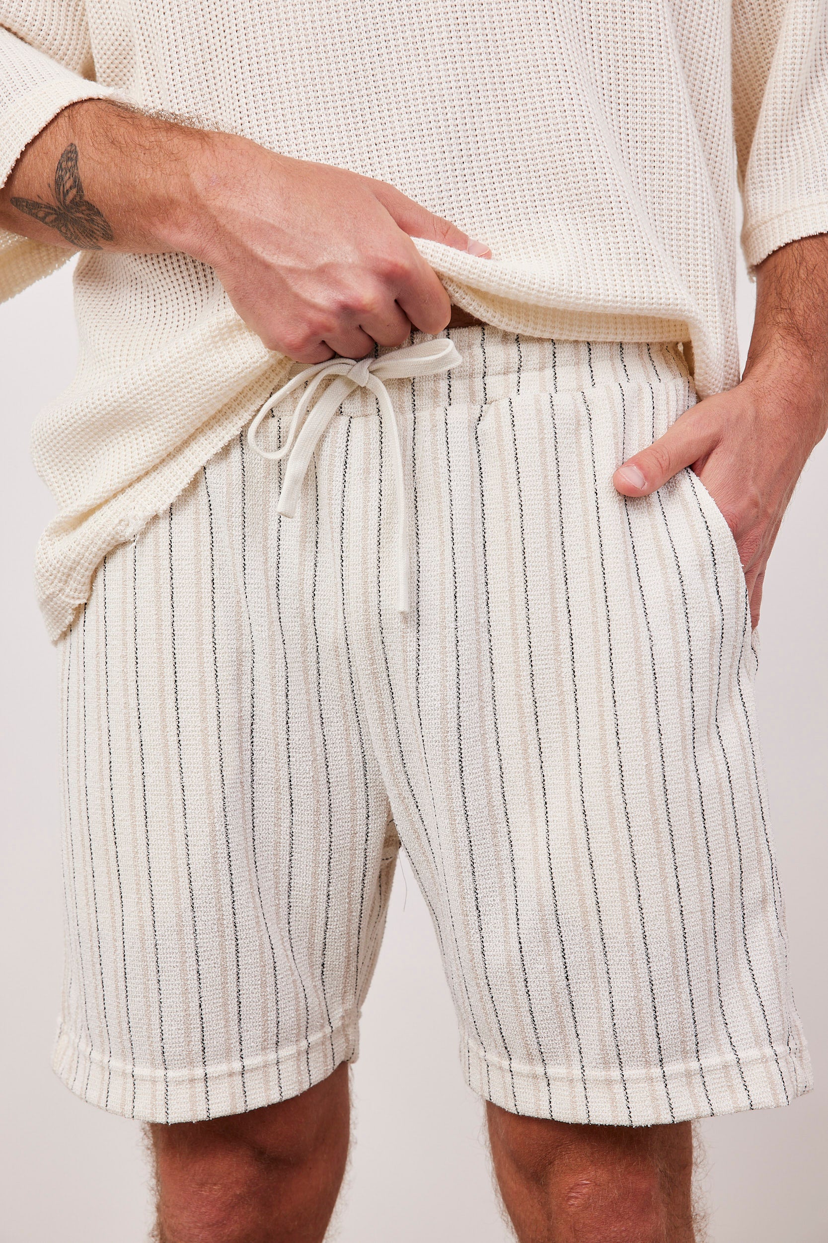 מכנסי פסים בד מגבת