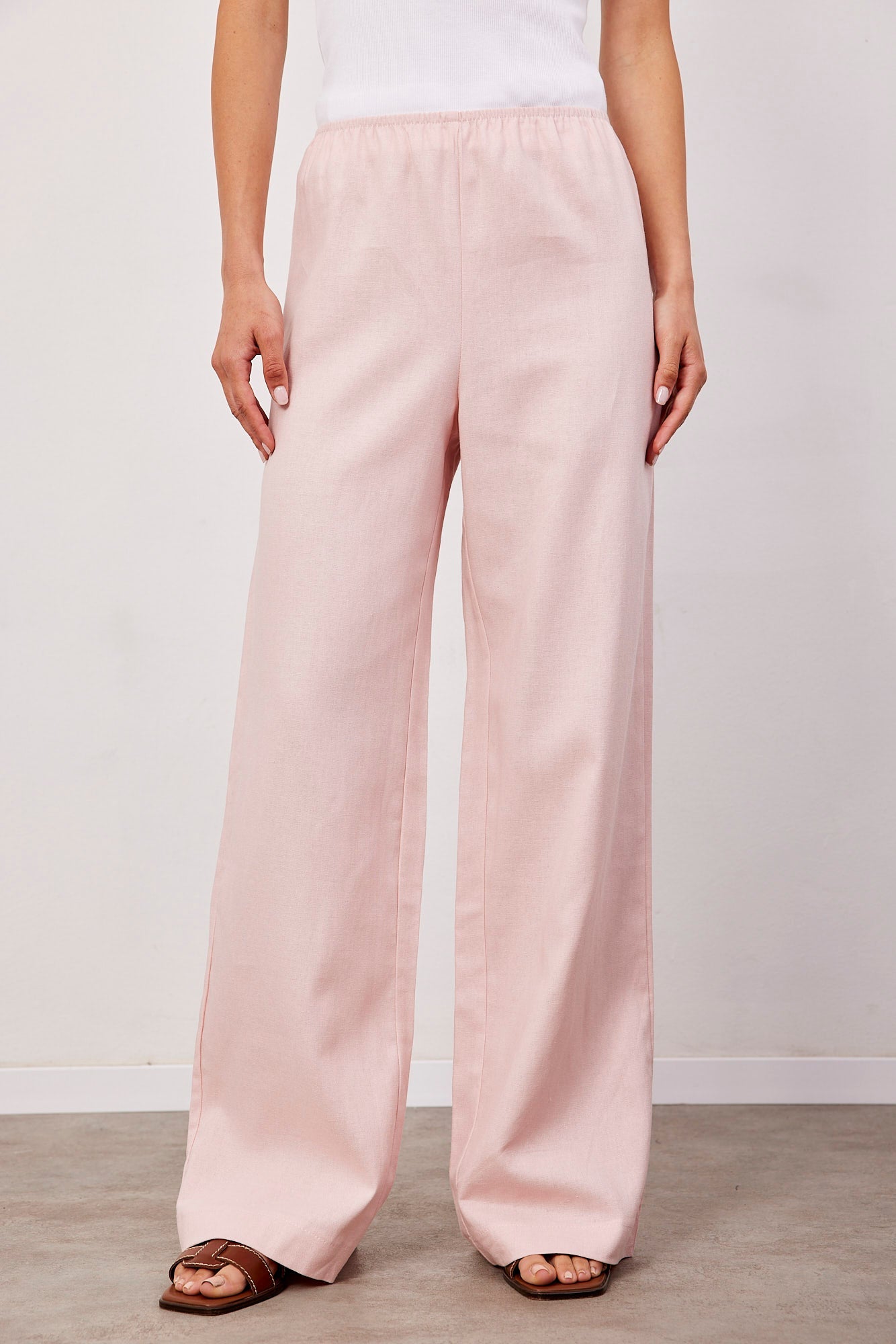 מכנסיים בשילוב פשתן גומי דק - ITAY BRANDS