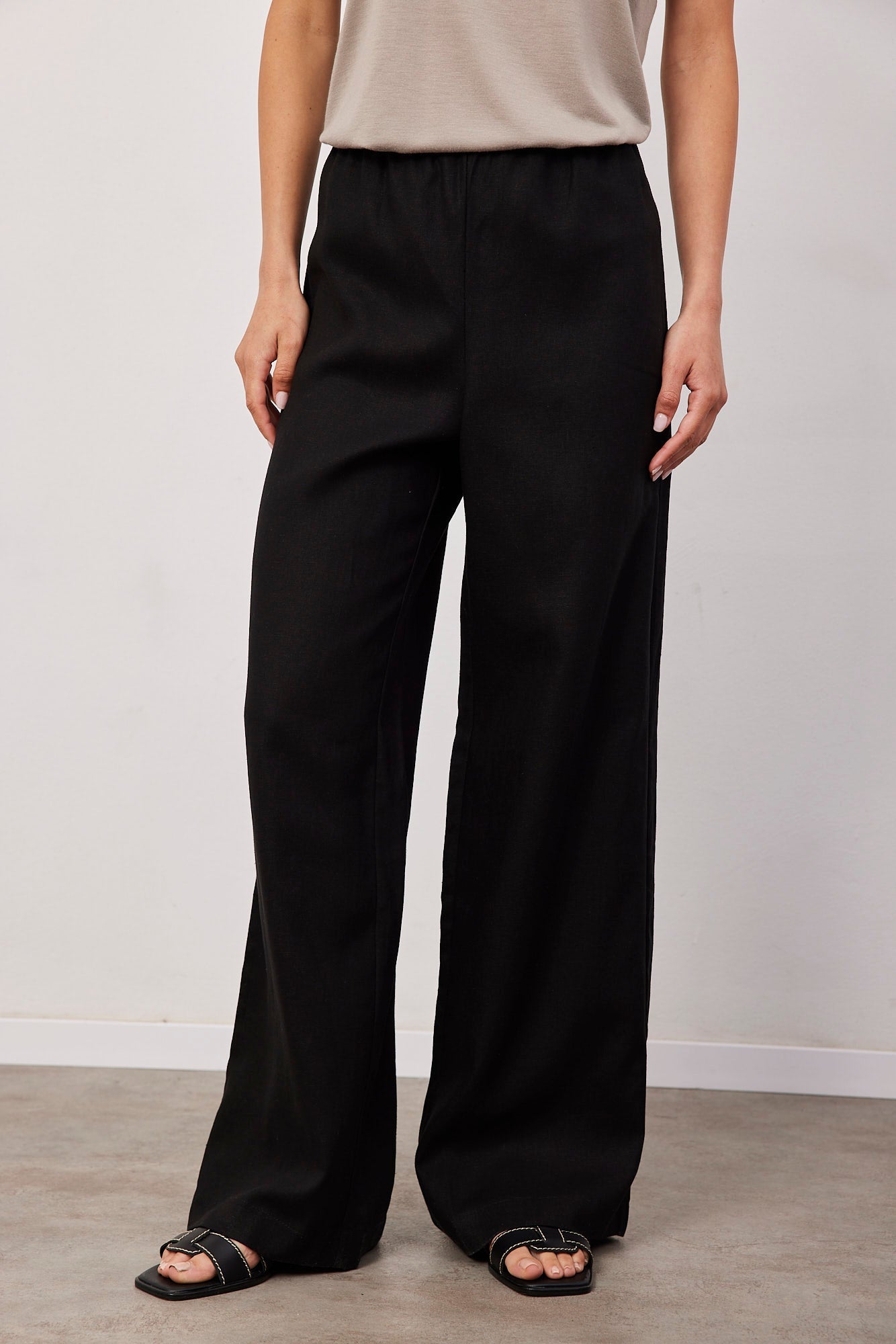 מכנסיים בשילוב פשתן גומי דק - ITAY BRANDS