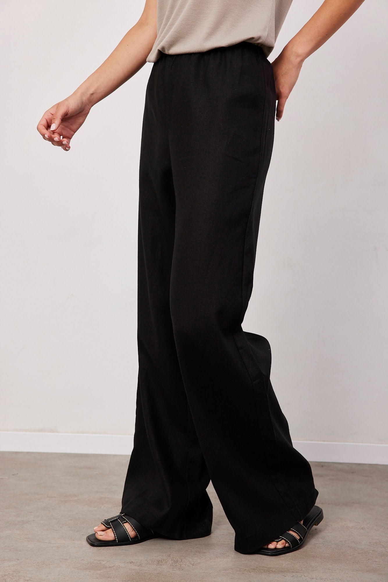 מכנסיים בשילוב פשתן גומי דק - ITAY BRANDS