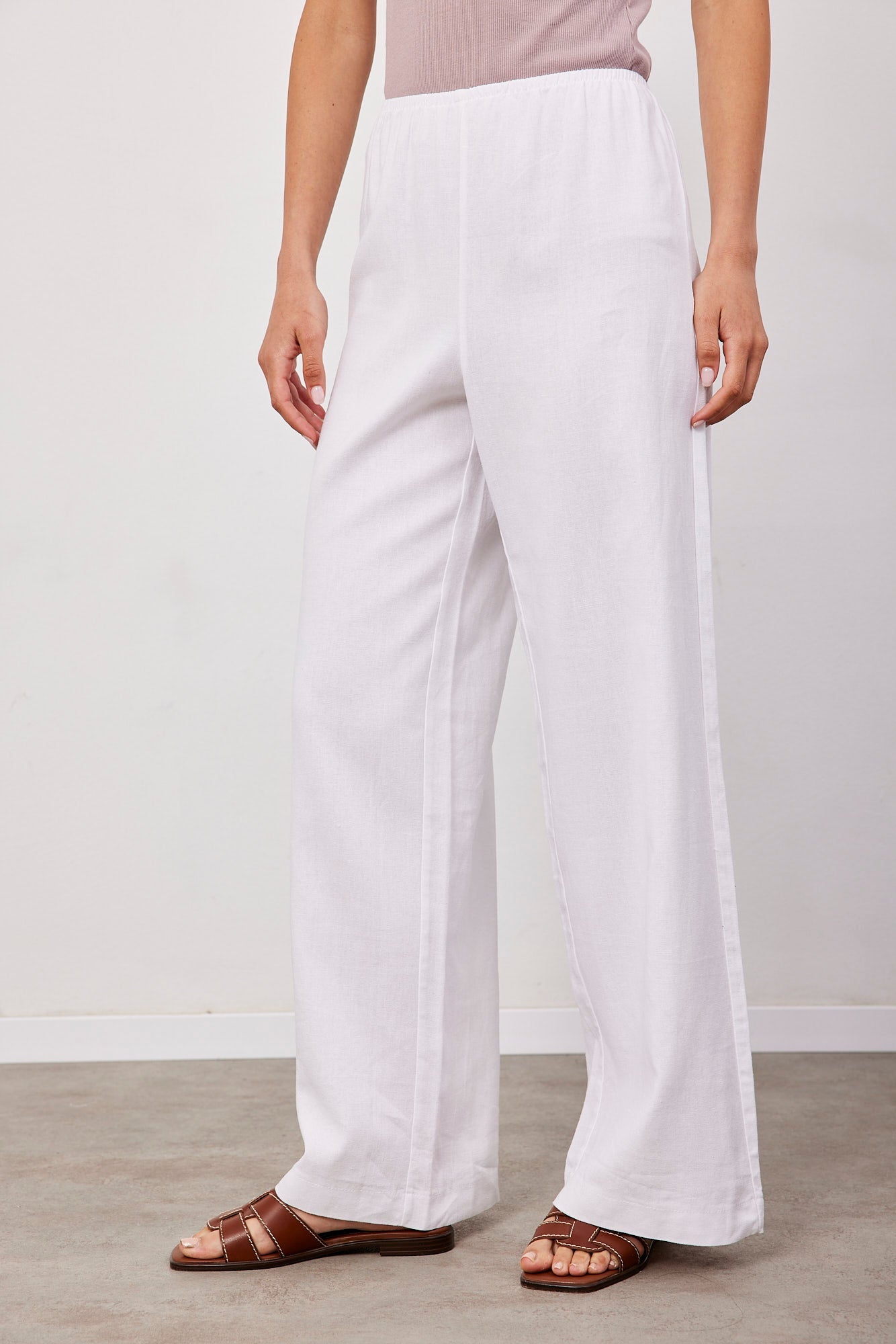 מכנסיים בשילוב פשתן גומי דק - ITAY BRANDS