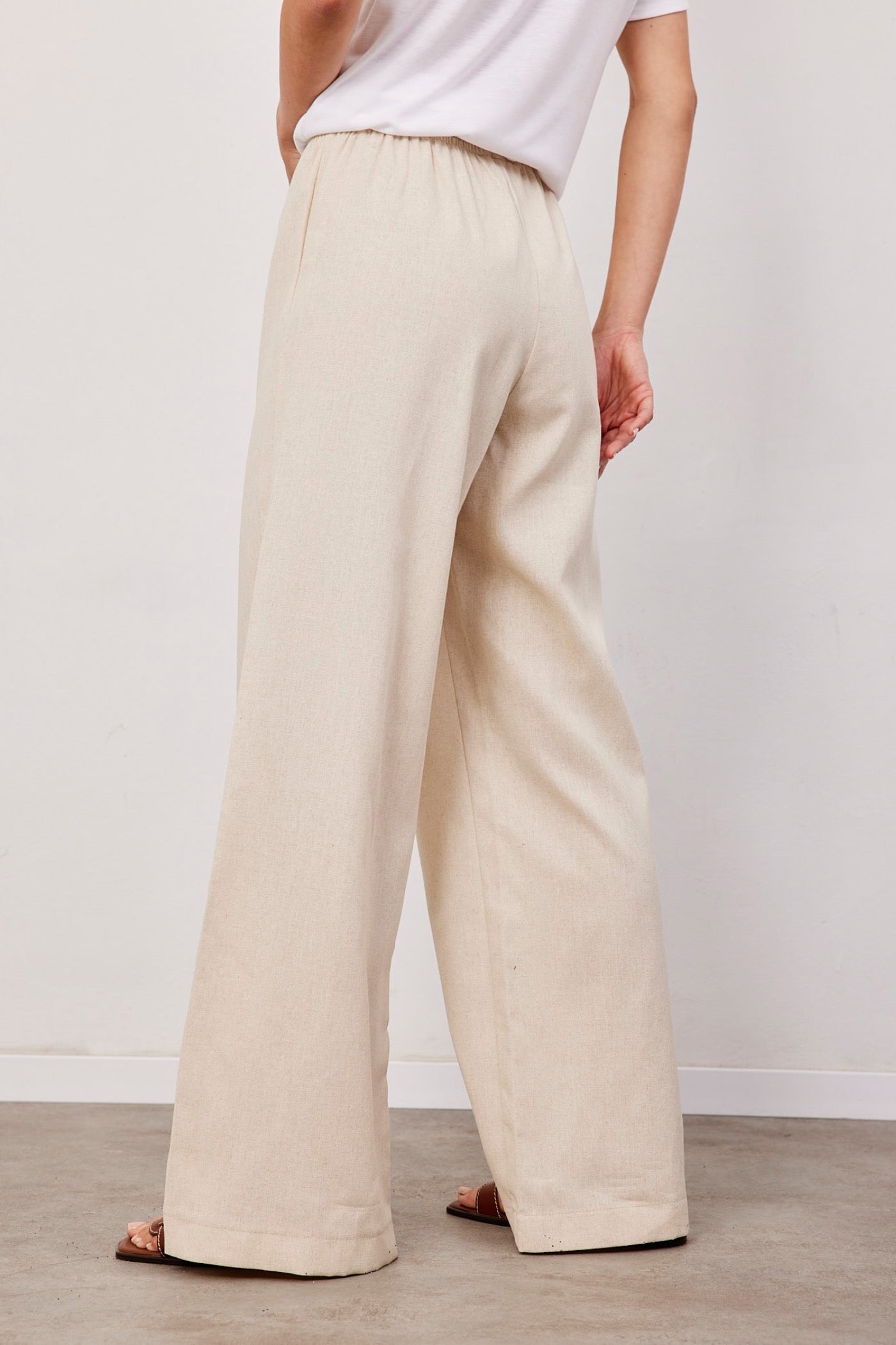 מכנסיים בשילוב פשתן גומי דק - ITAY BRANDS