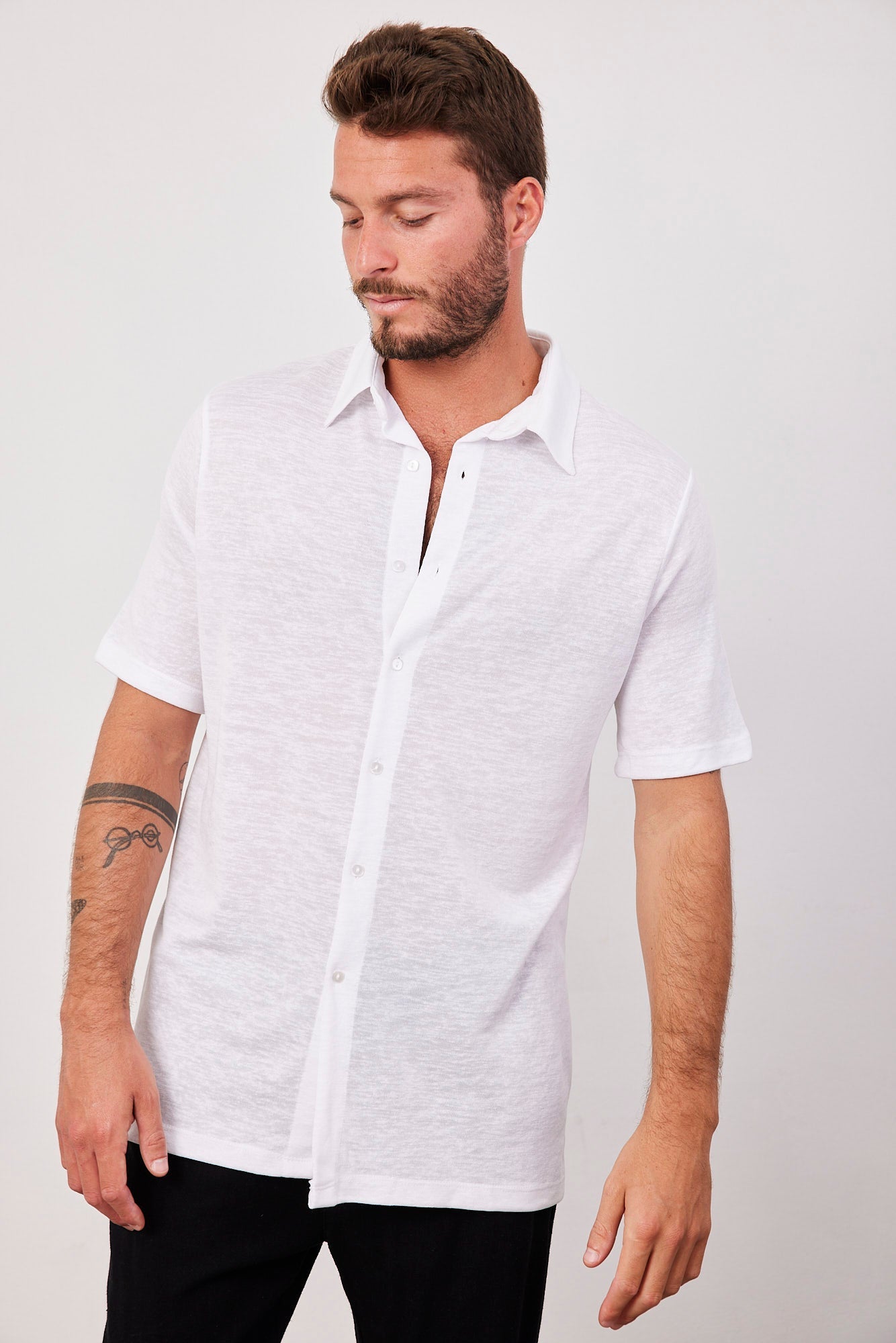 חולצה מכופתרת במראה פשתן - ITAY BRANDS