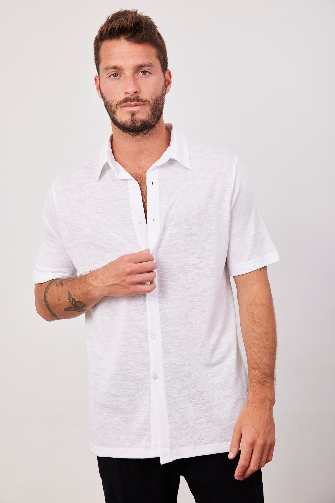 חולצה מכופתרת במראה פשתן - ITAY BRANDS