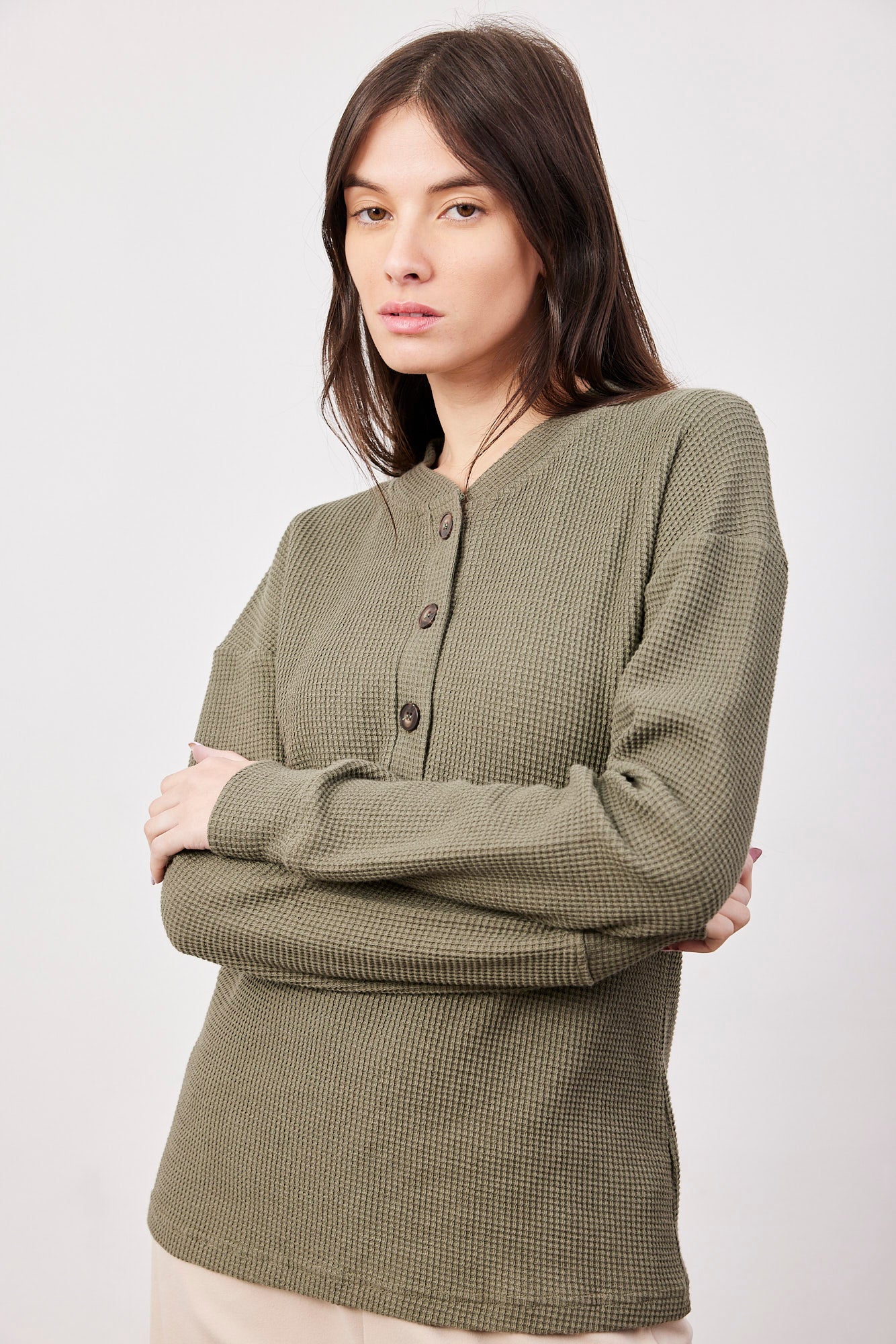 סריג וופל בשילוב כפתורים - ITAY BRANDS