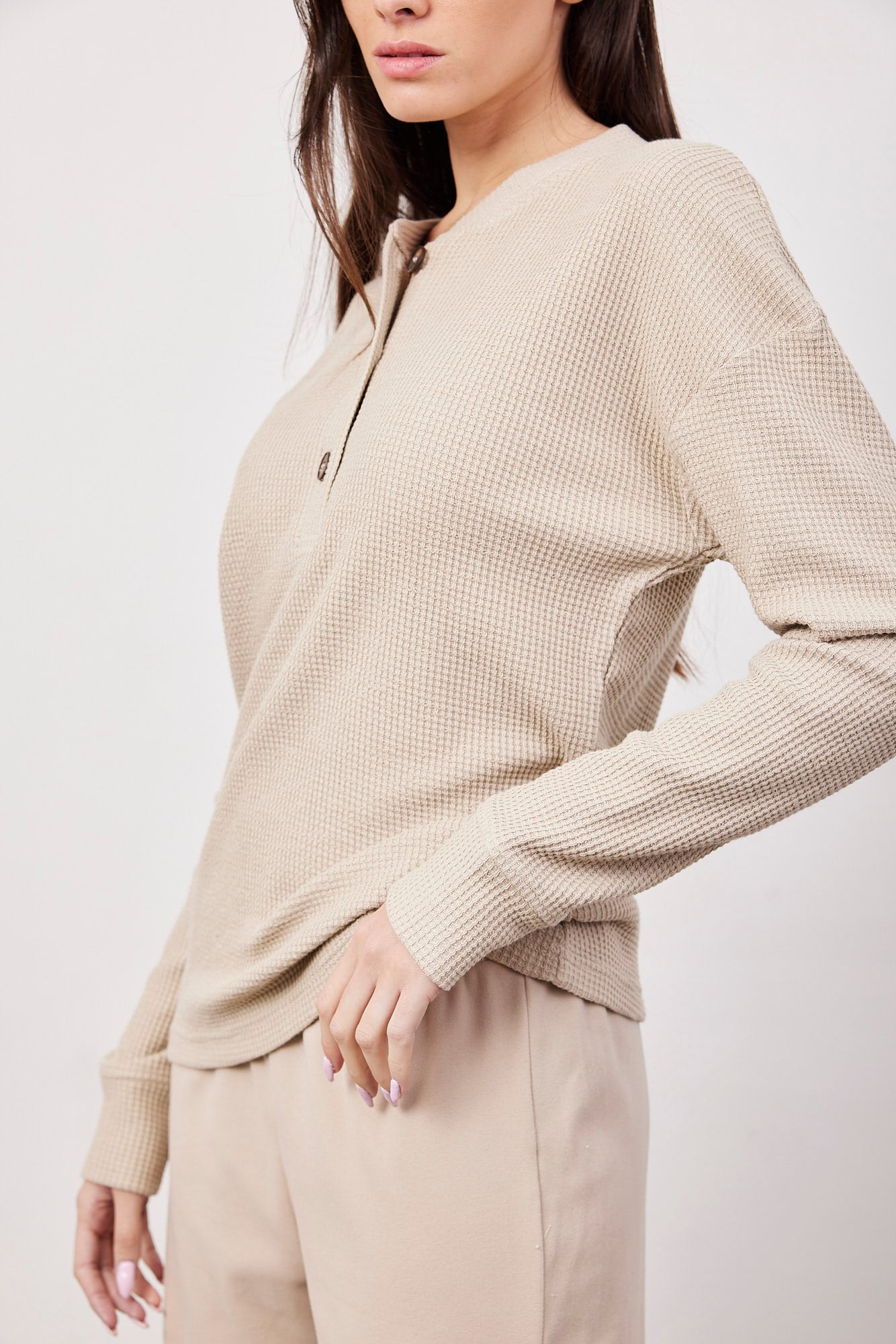 סריג וופל בשילוב כפתורים - ITAY BRANDS