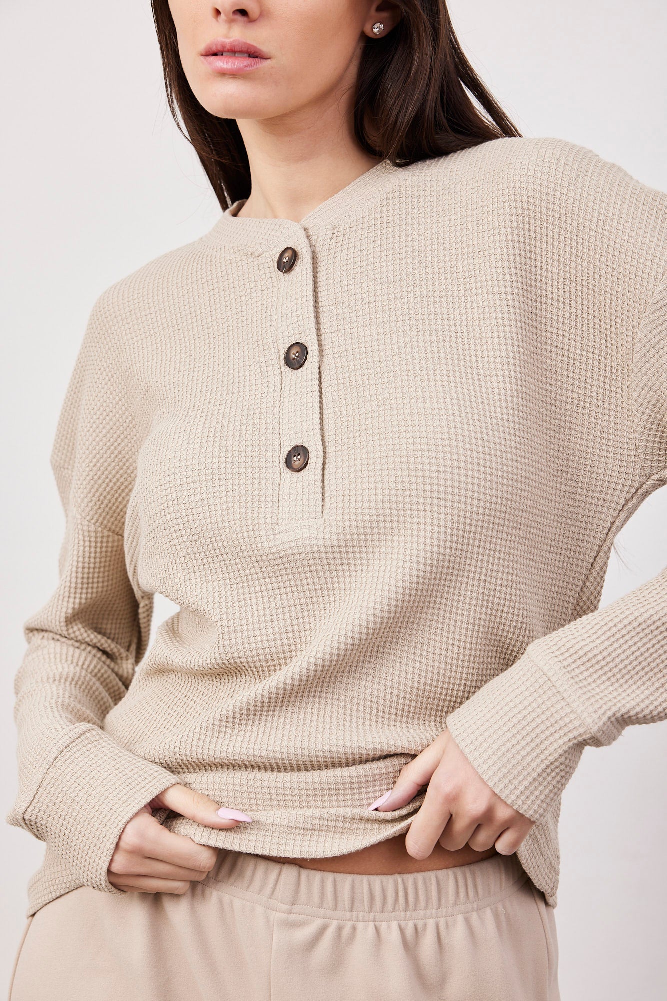 סריג וופל בשילוב כפתורים - ITAY BRANDS