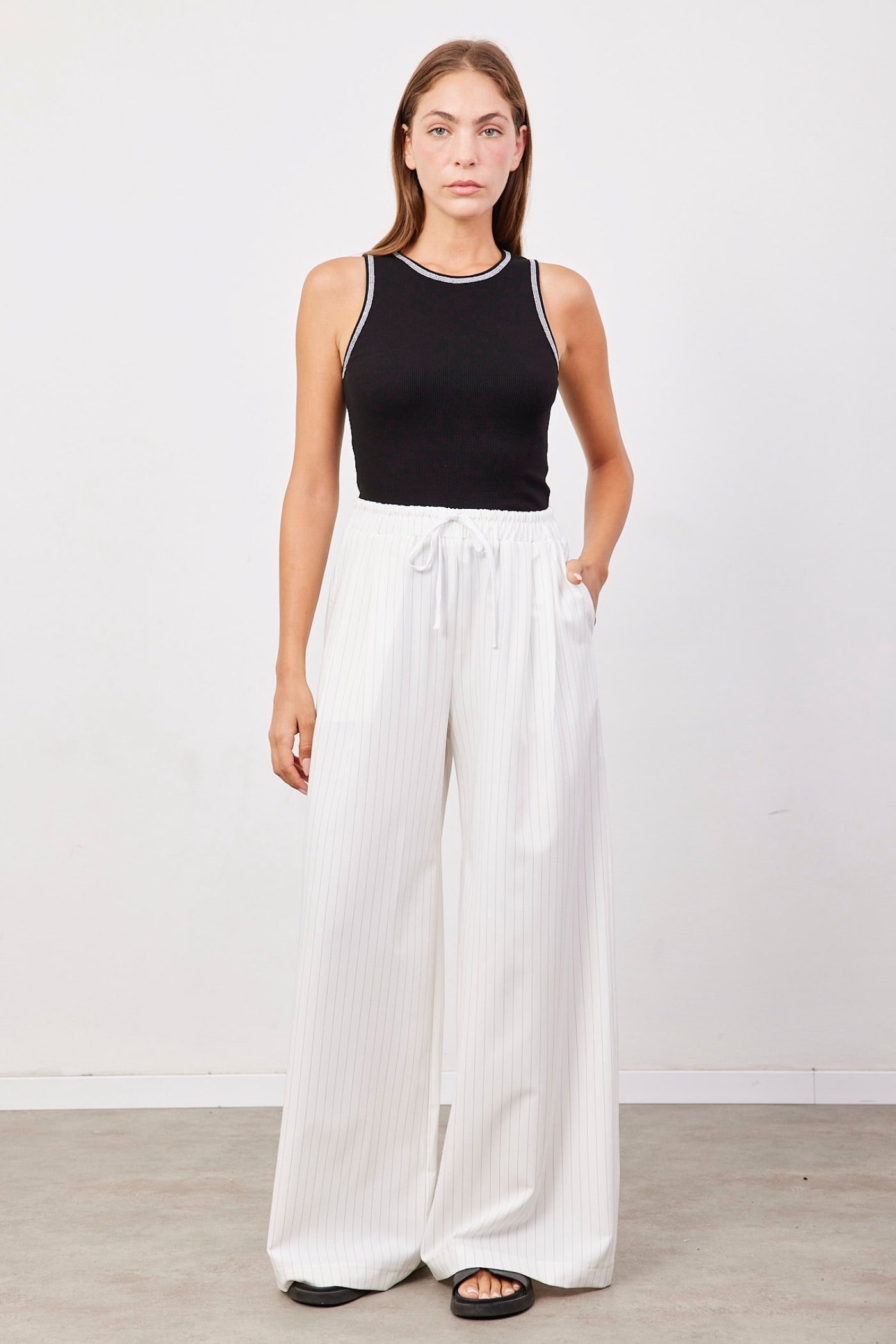 מכנסי פסים ארוכים מתרחבים - ITAY BRANDS