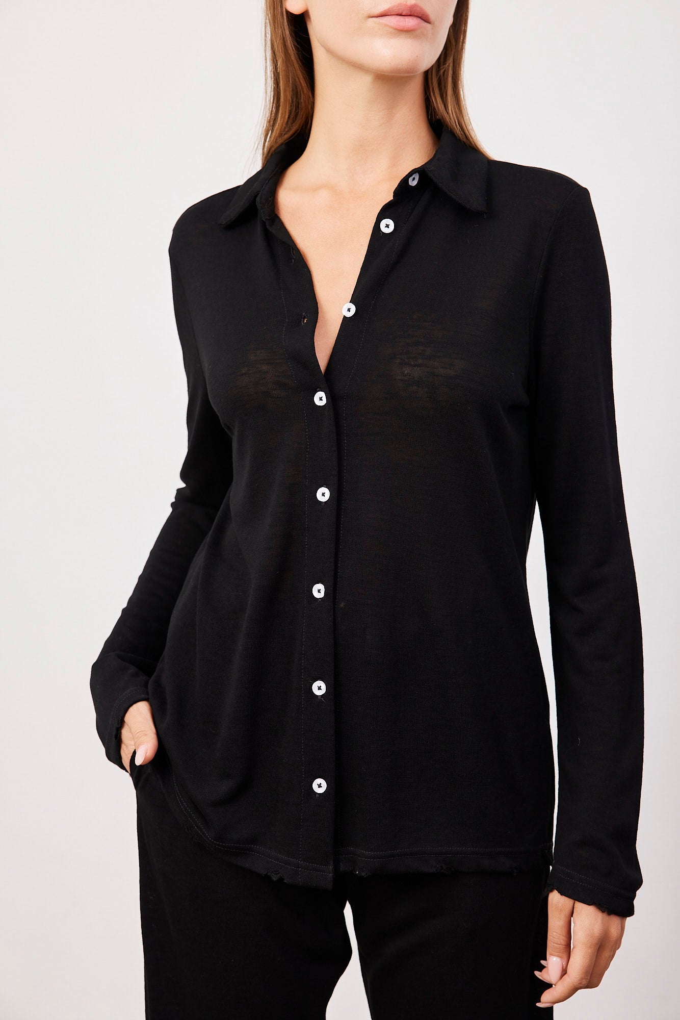 חולצת קרעים מכופתרת במראה פשתן - ITAY BRANDS